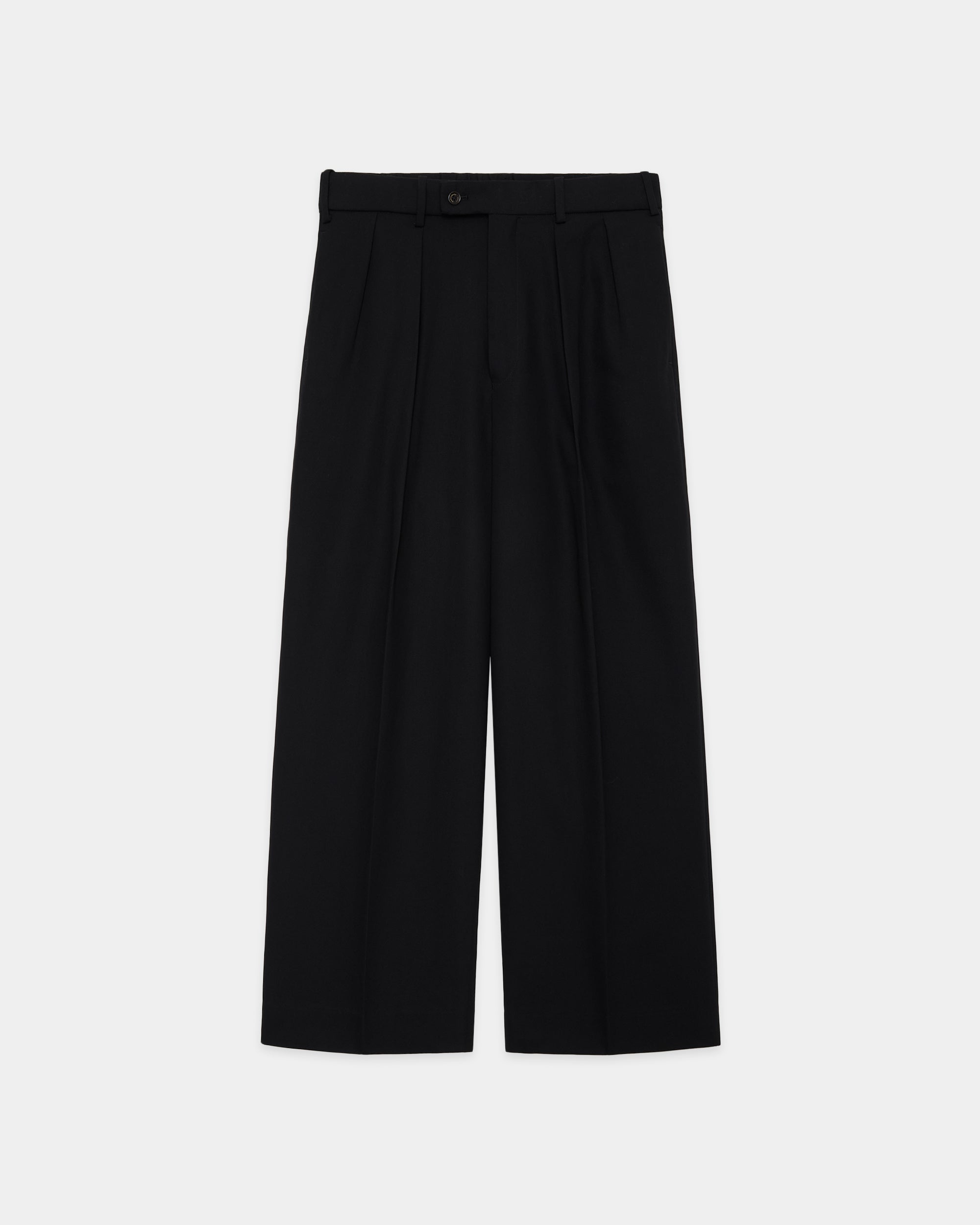 ORGANIC COTTON SURVIVAL CLOTH DOUBLE PLEATED TROUSERS, Black