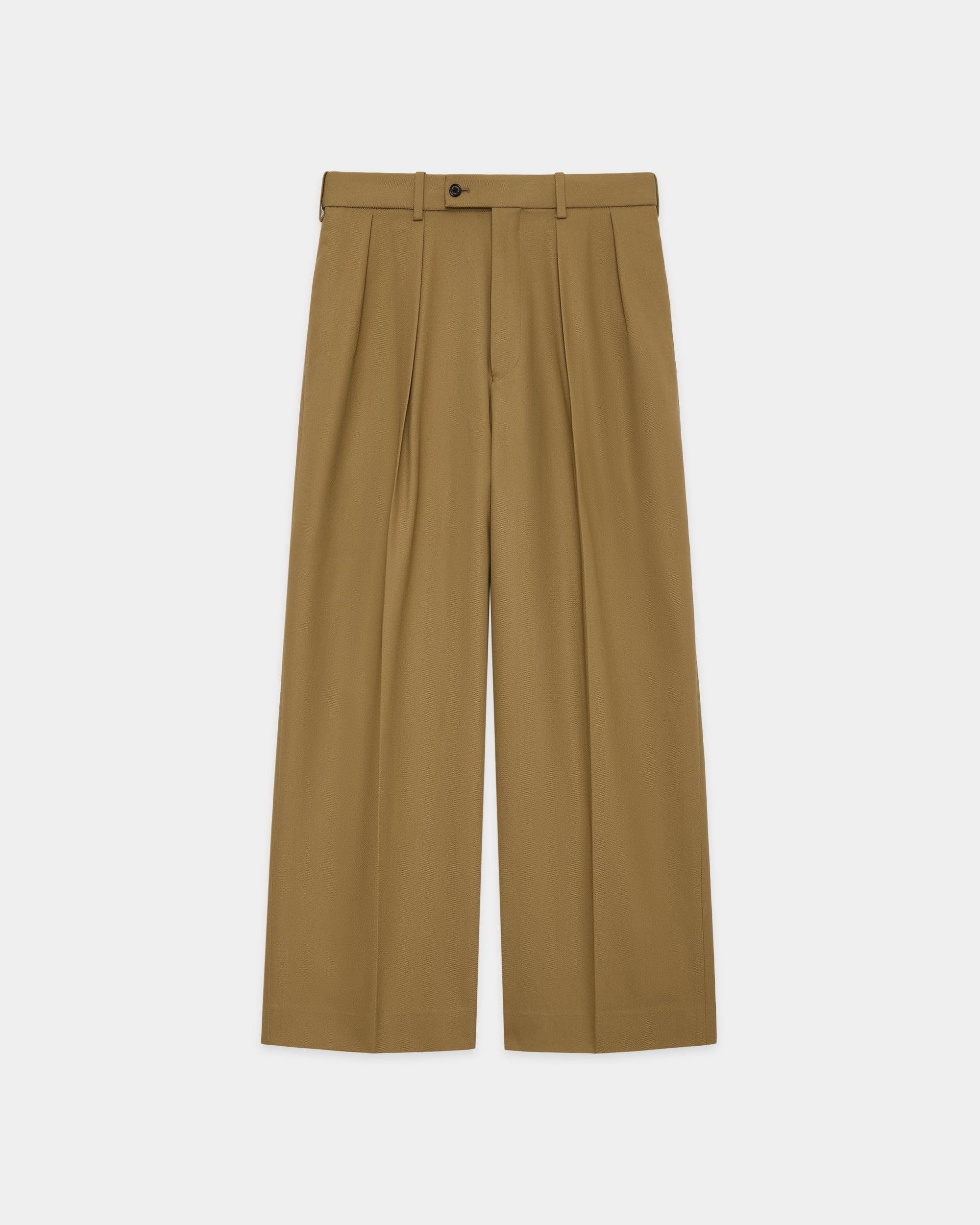 ORGANIC COTTON SURVIVAL CLOTH DOUBLE PLEATED TROUSERS, Beige