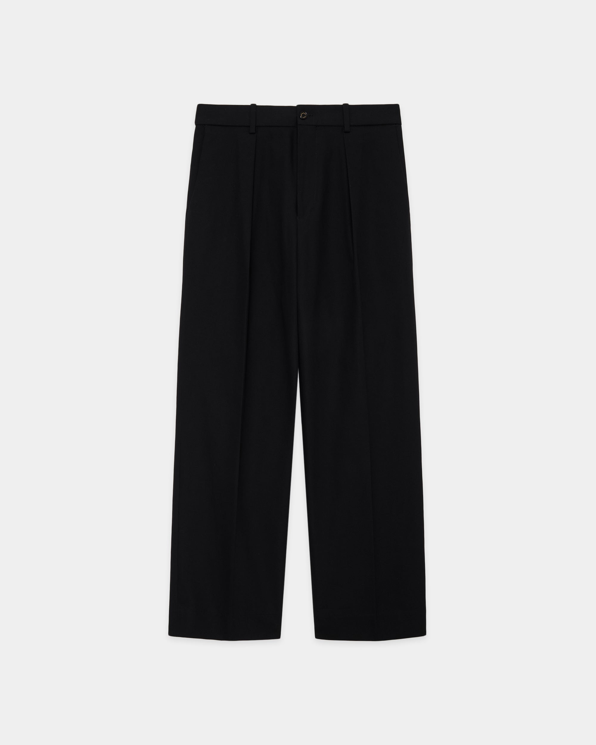 ORGANIC COTTON SURVIVAL CLOTH ONE TUCK TAPERED TROUSERS, Black