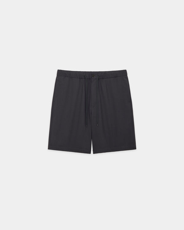 ORGANIC WOOL 2/80 TROPICAL FLAT TAPERED EASY SHORTS, Charcoal