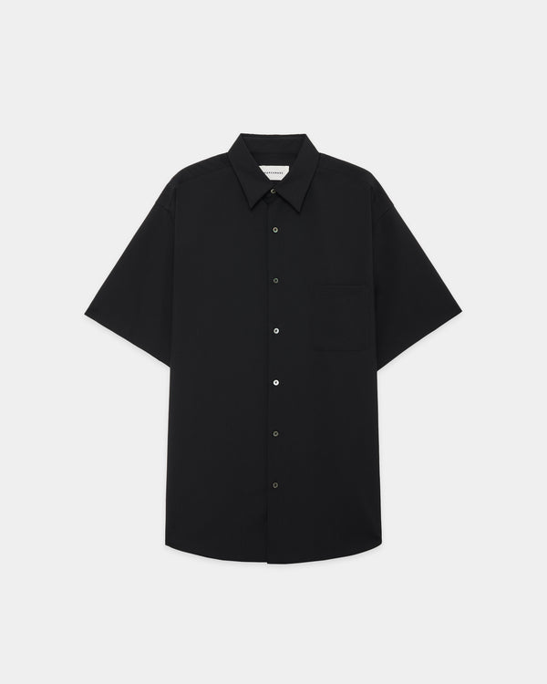 ORGANIC WOOL 2/80 TROPICAL COMFORT FIT S/S SHIRT, Black