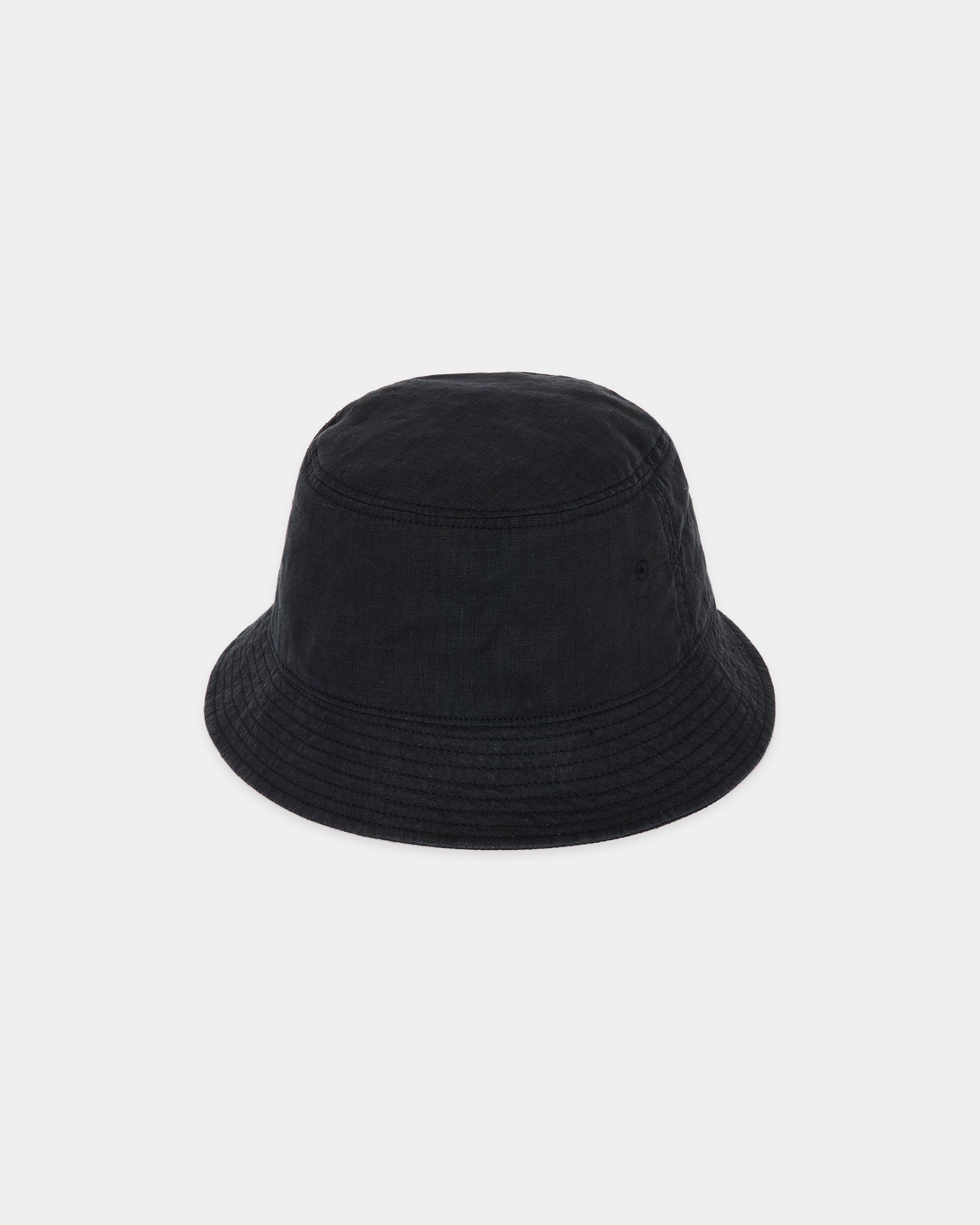 HEMP SHIRTING BUCKET HAT, Black