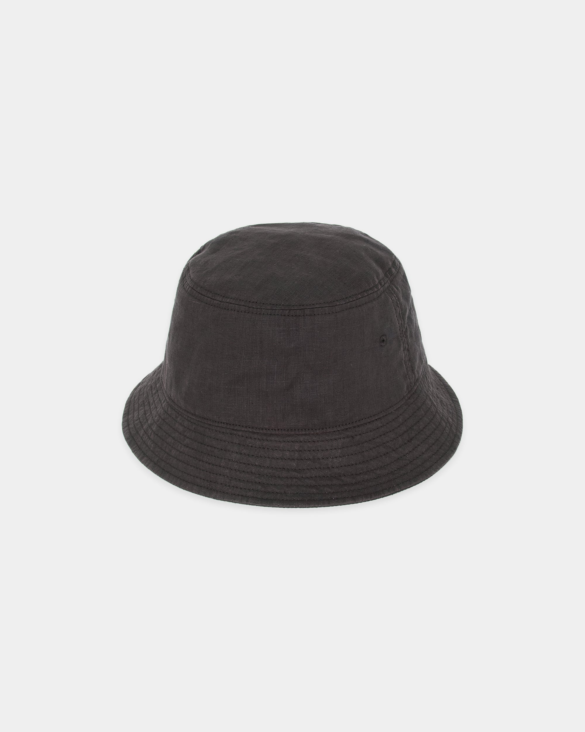 HEMP SHIRTING BUCKET HAT, Black