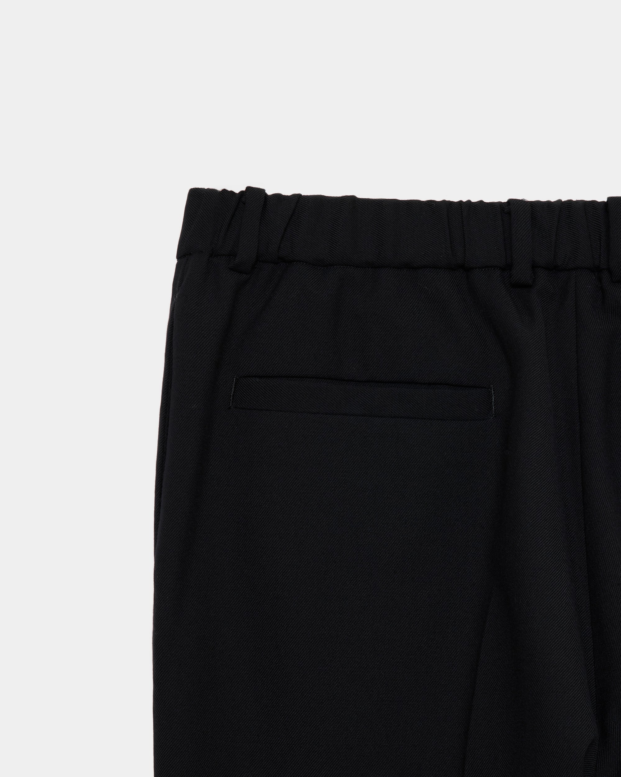 3/60 オーガニックウールサバイバルクロス® / フラットテーパードトラウザーズ, Black