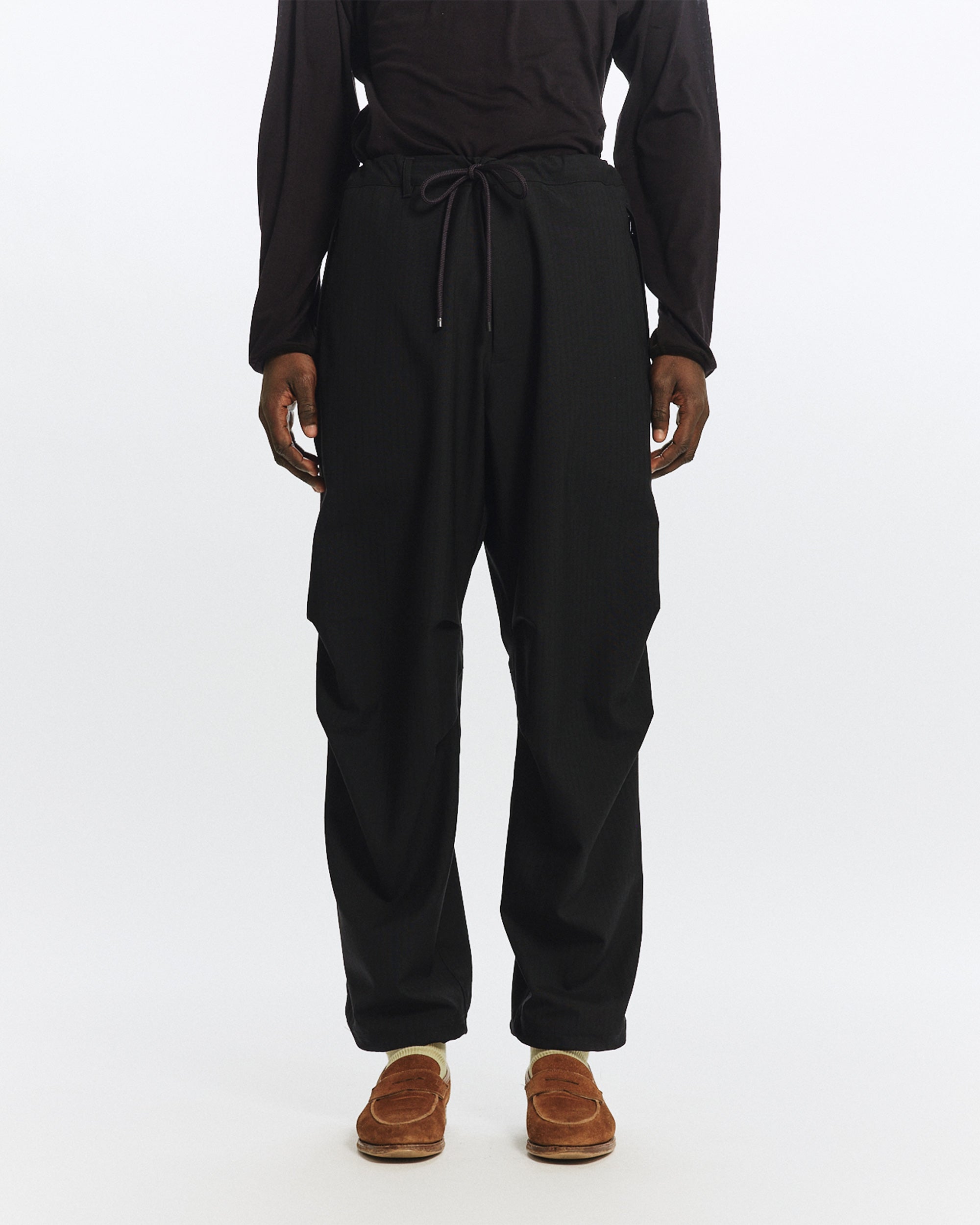 2/60 WOOL RIPSTOP TRACK PANTS, Black