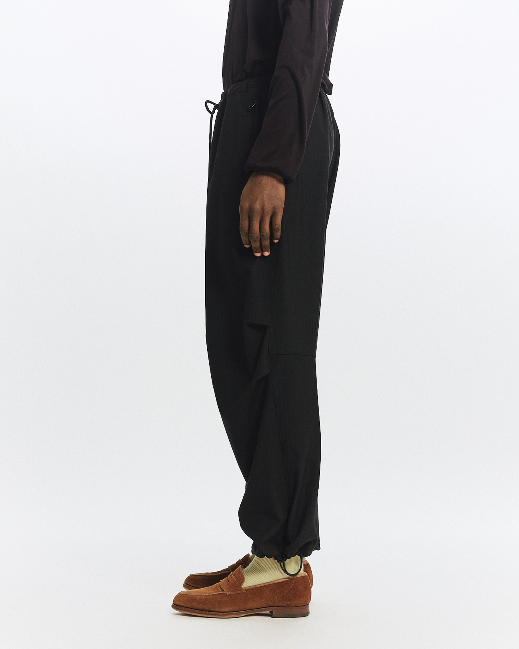 2/60 WOOL RIPSTOP TRACK PANTS, Black