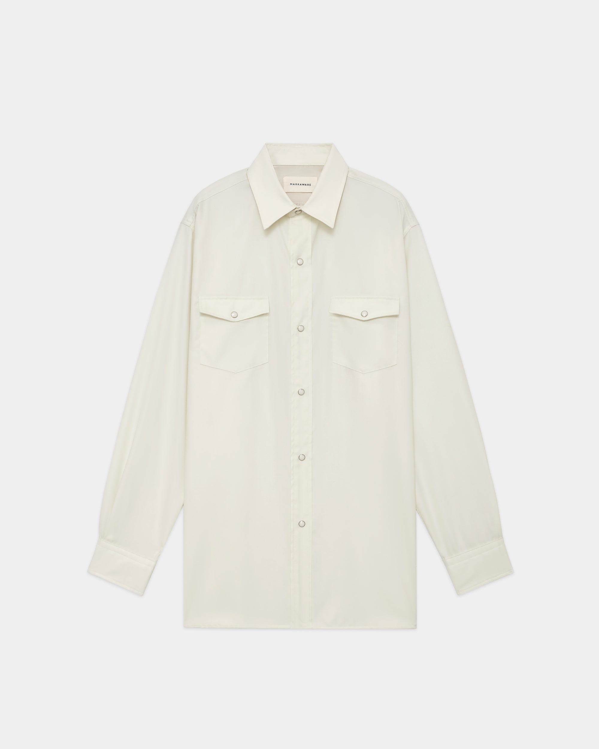 SUPER 160s WASHABLE  WOOL OXFORD WESTERN SHIRT, Pearl Gray