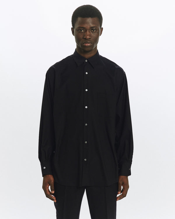 SUPER 160s WASHABLE  WOOL OXFORD COMFORT FIT SHIRT, Black