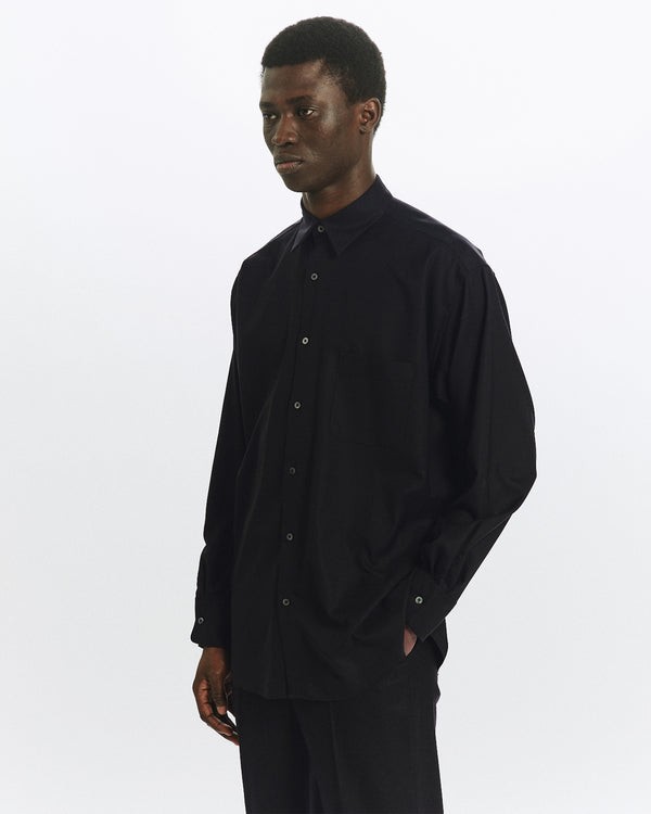 SUPER 160s WASHABLE  WOOL OXFORD COMFORT FIT SHIRT, Black