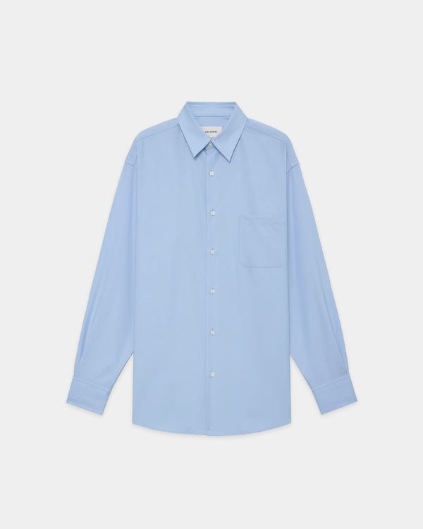 SUPER 160s WASHABLE  WOOL OXFORD COMFORT FIT SHIRT, Saxe