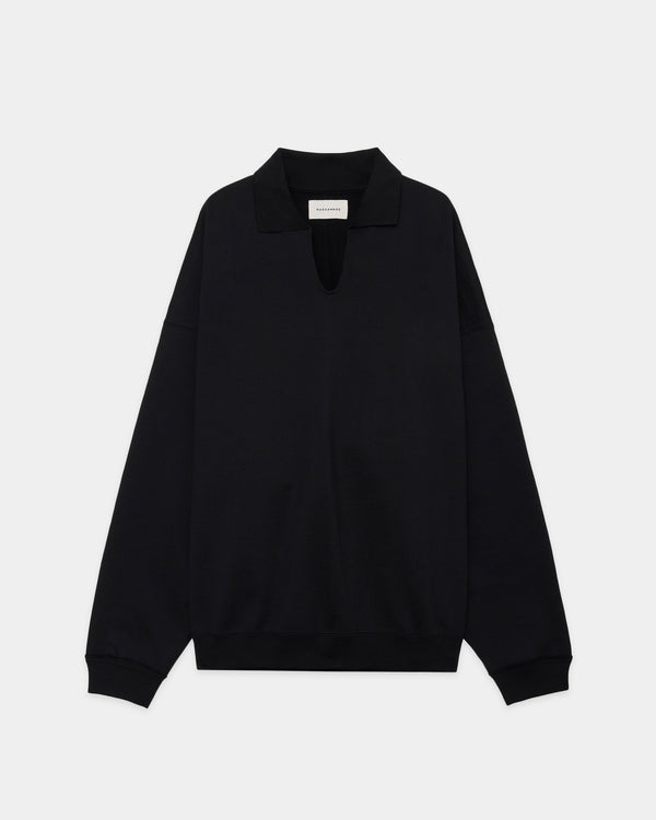 オーガニックコットンヘビー吊裏毛 / スキッパーヒュージスウェット, Black