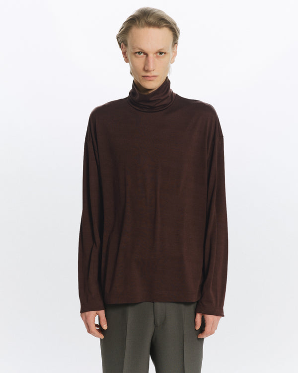 SUPER 160s WOOL WASHABLE KNIT LONG SLEEVE TURTLE NECK, Olive Drab