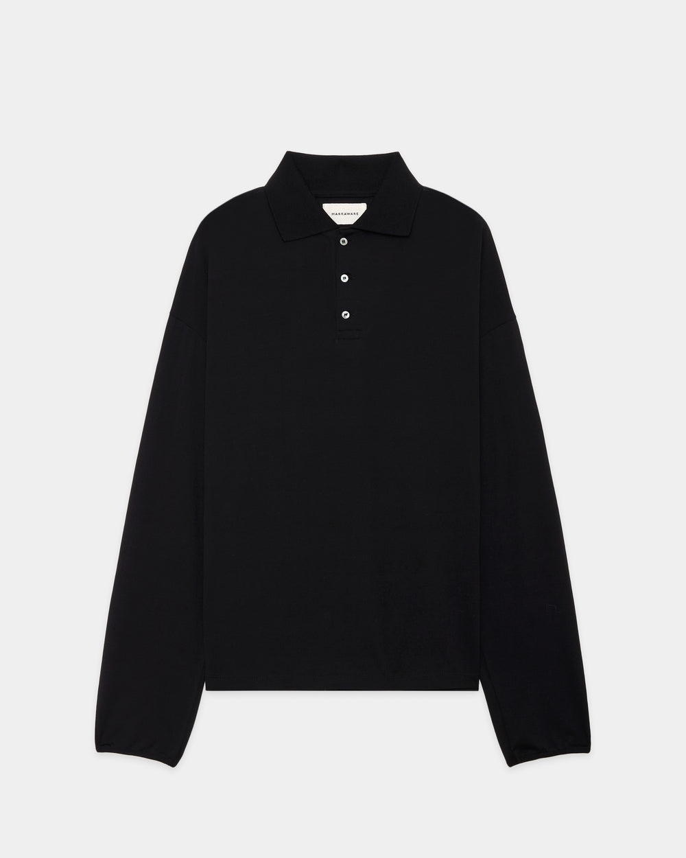 スーパー160'sウール 防縮天竺 / ロングスリーブポロ, Black