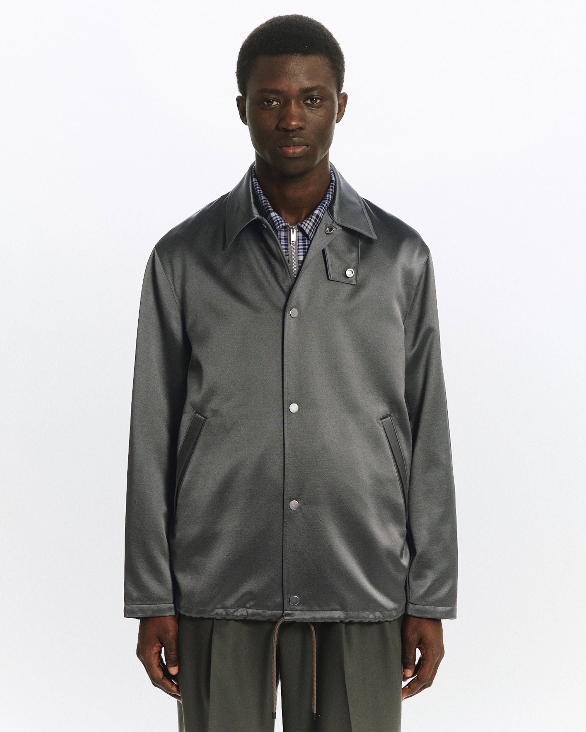 ブラタクシルク×カシミヤサテン / コーチジャケットII, Sage Green