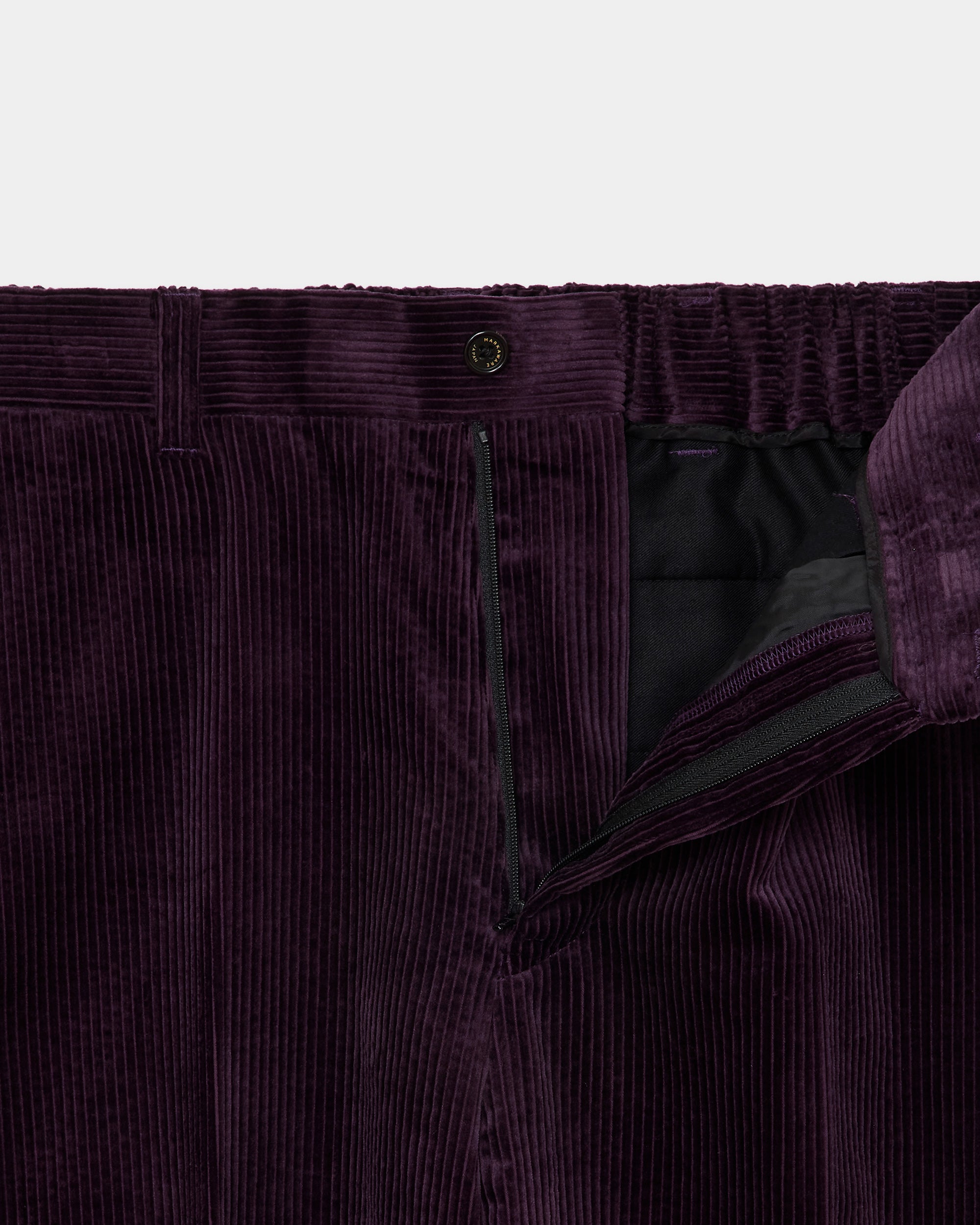ORGANIC COTTON 6-WALE CORDUROY FLAT TAPERED CHINO TROUSERS, Purple