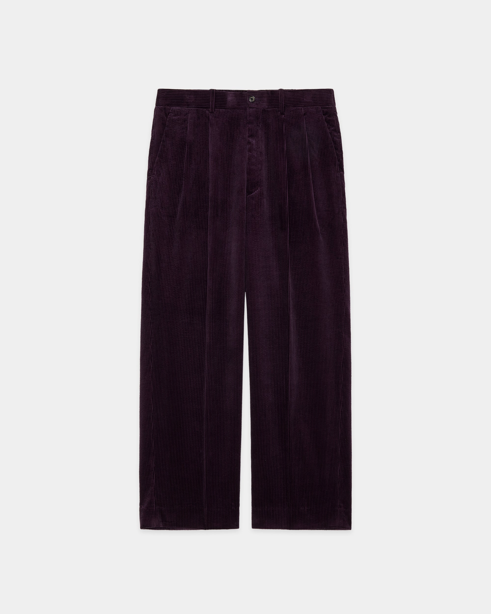 ORGANIC COTTON 6-WALE CORDUROY CLASSIC FIT DOUBLE PLEATED TROUSERS, Purple
