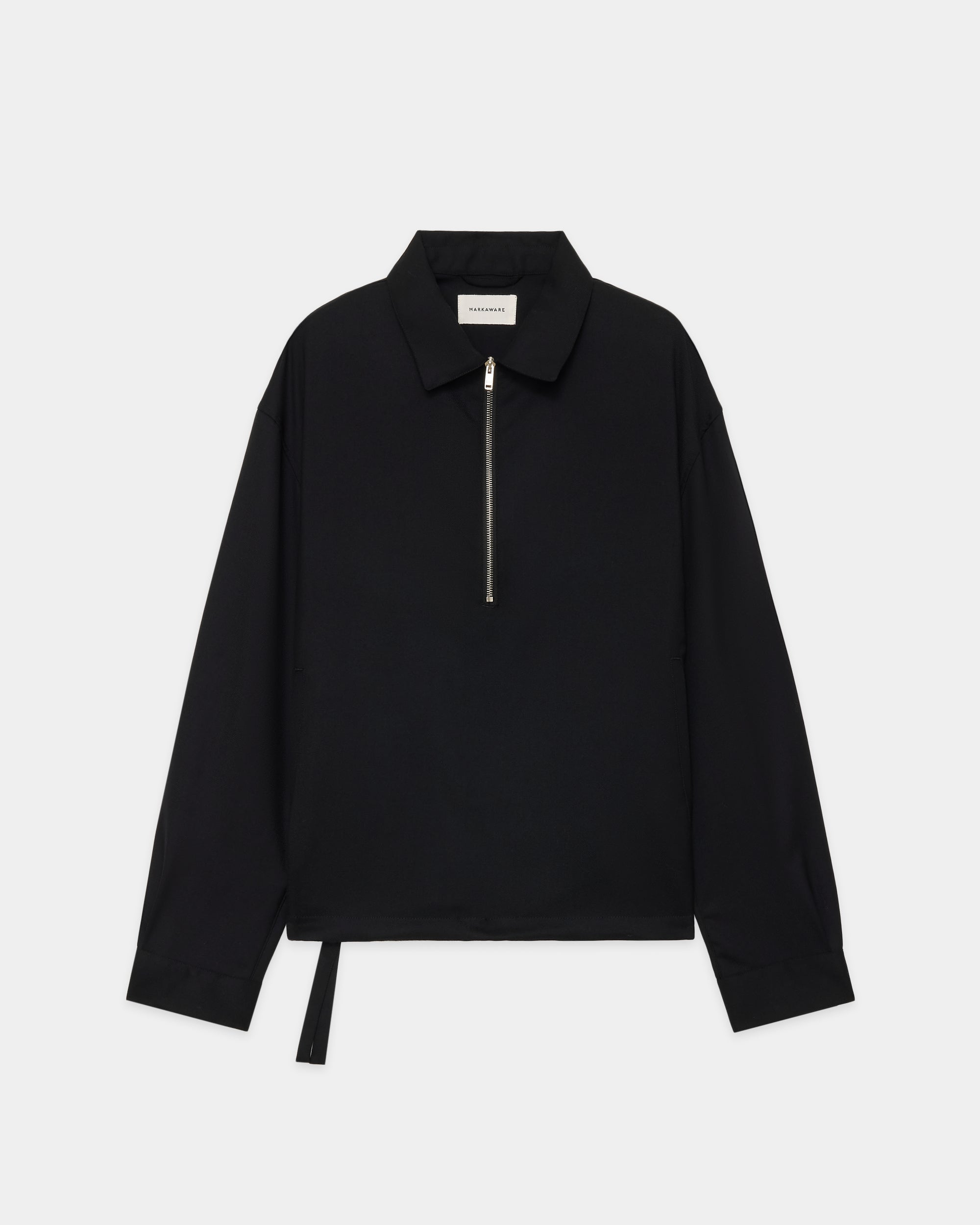 2/80 ORGANIC WOOL VIYELLA HALF ZIP SERVICE JACKET , Black