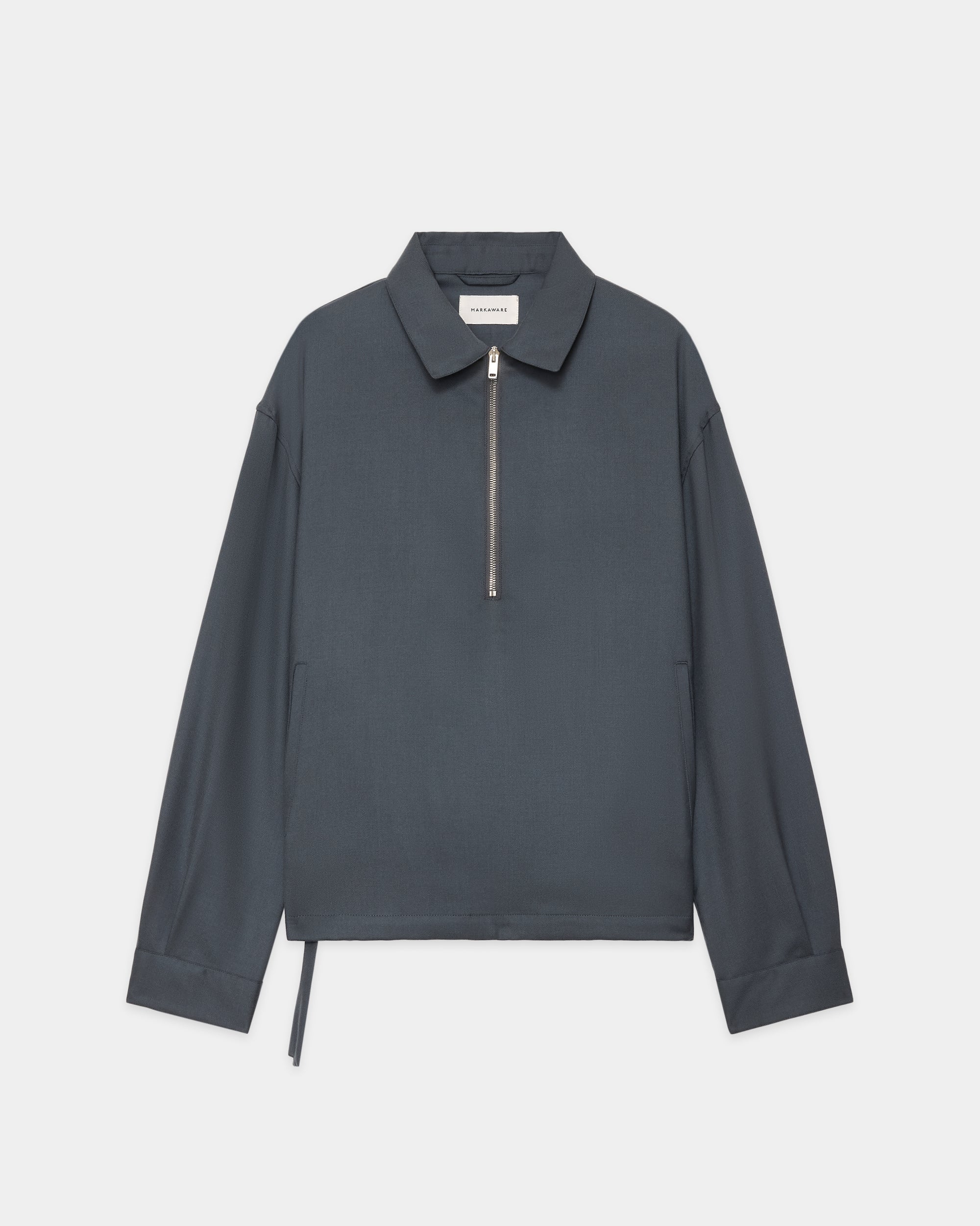 2/80 ORGANIC WOOL VIYELLA HALF ZIP SERVICE JACKET , Forest Gray