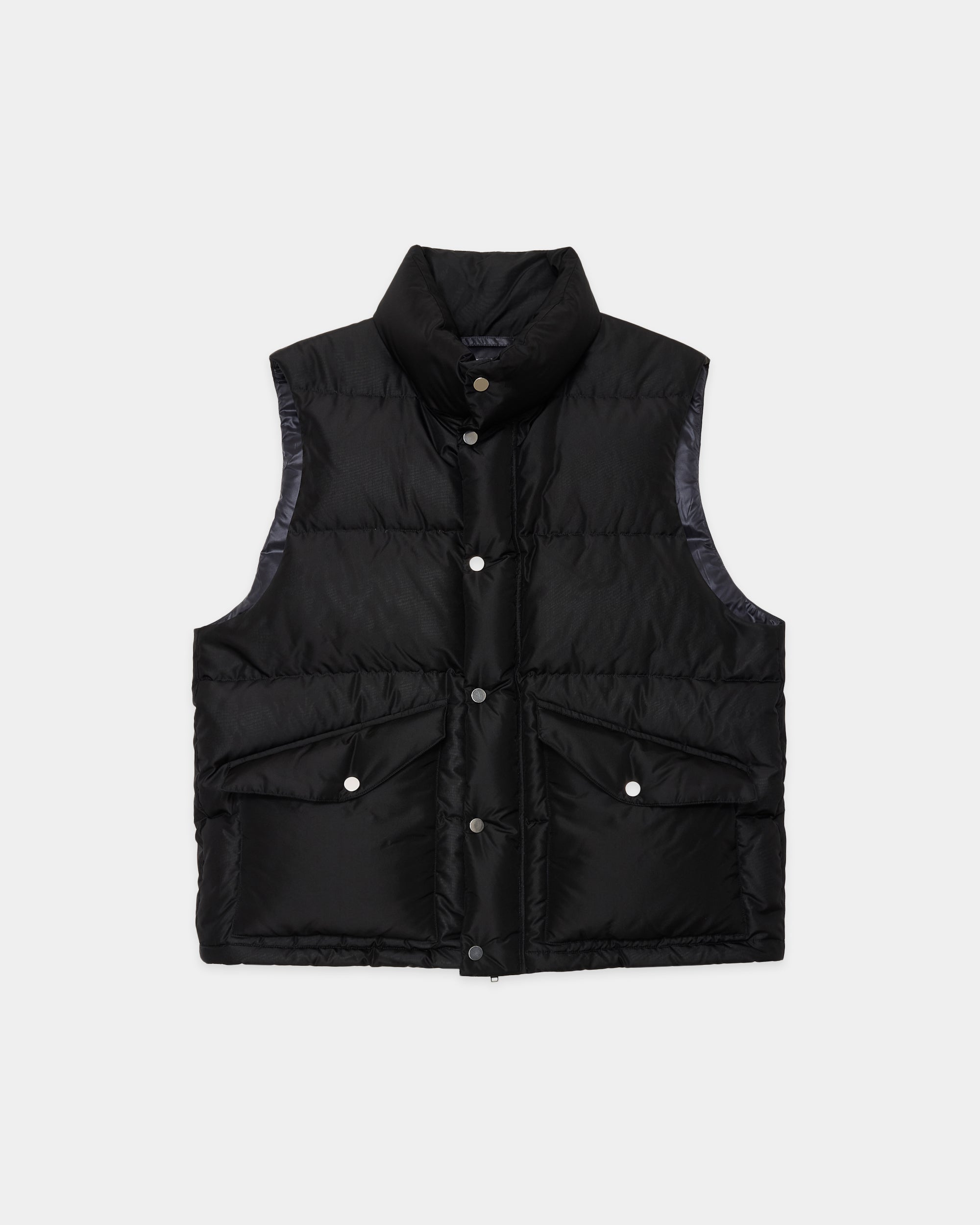SILK TAFFETA SILK DOWN VEST, Black