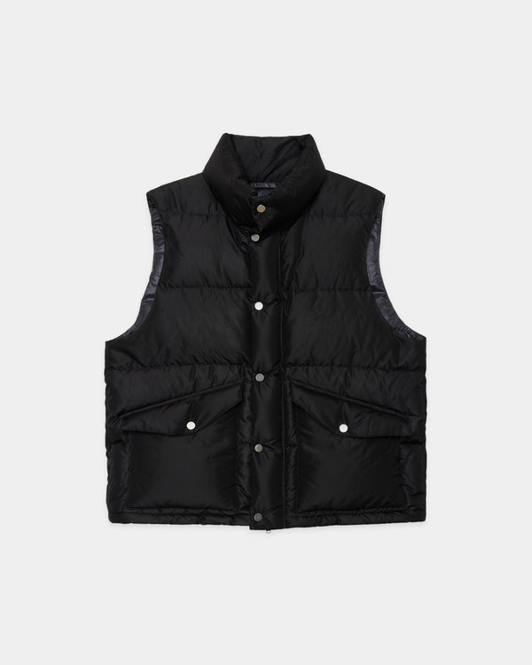 SILK TAFFETA SILK DOWN VEST, Black