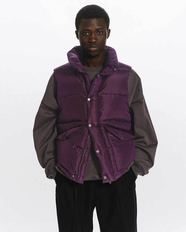 SILK TAFFETA SILK DOWN VEST, Purple