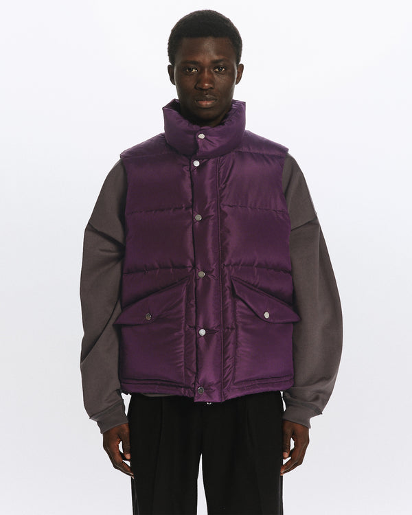 SILK TAFFETA SILK DOWN VEST, Purple