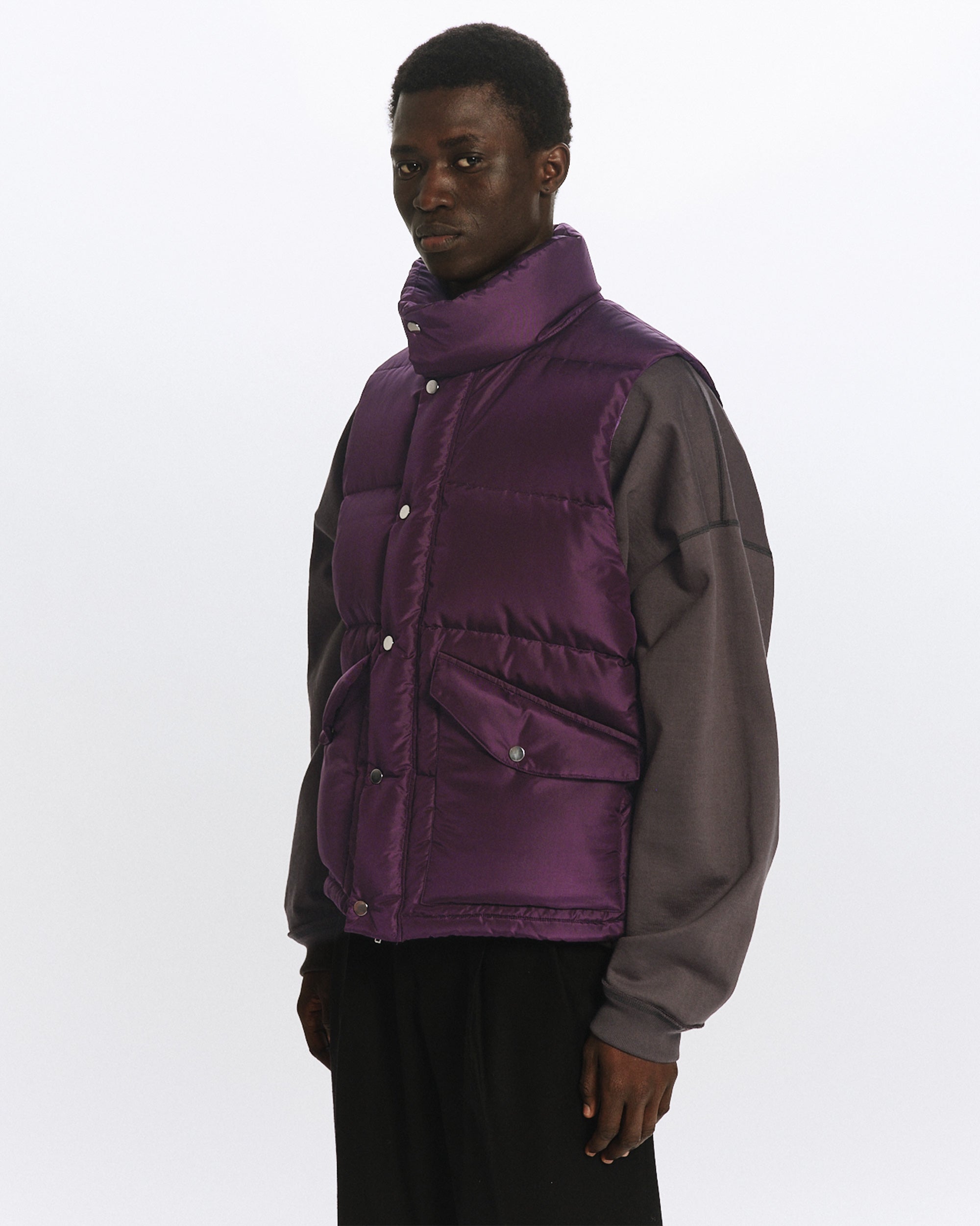 SILK TAFFETA SILK DOWN VEST, Purple