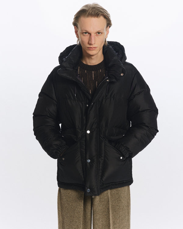 SILK TAFFETA SILK DOWN PARKA, Black