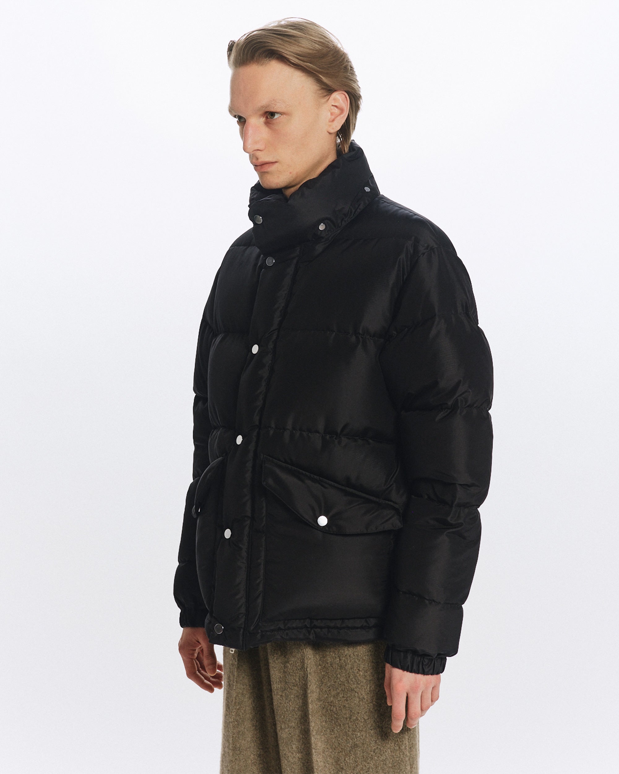 SILK TAFFETA SILK DOWN PARKA, Black