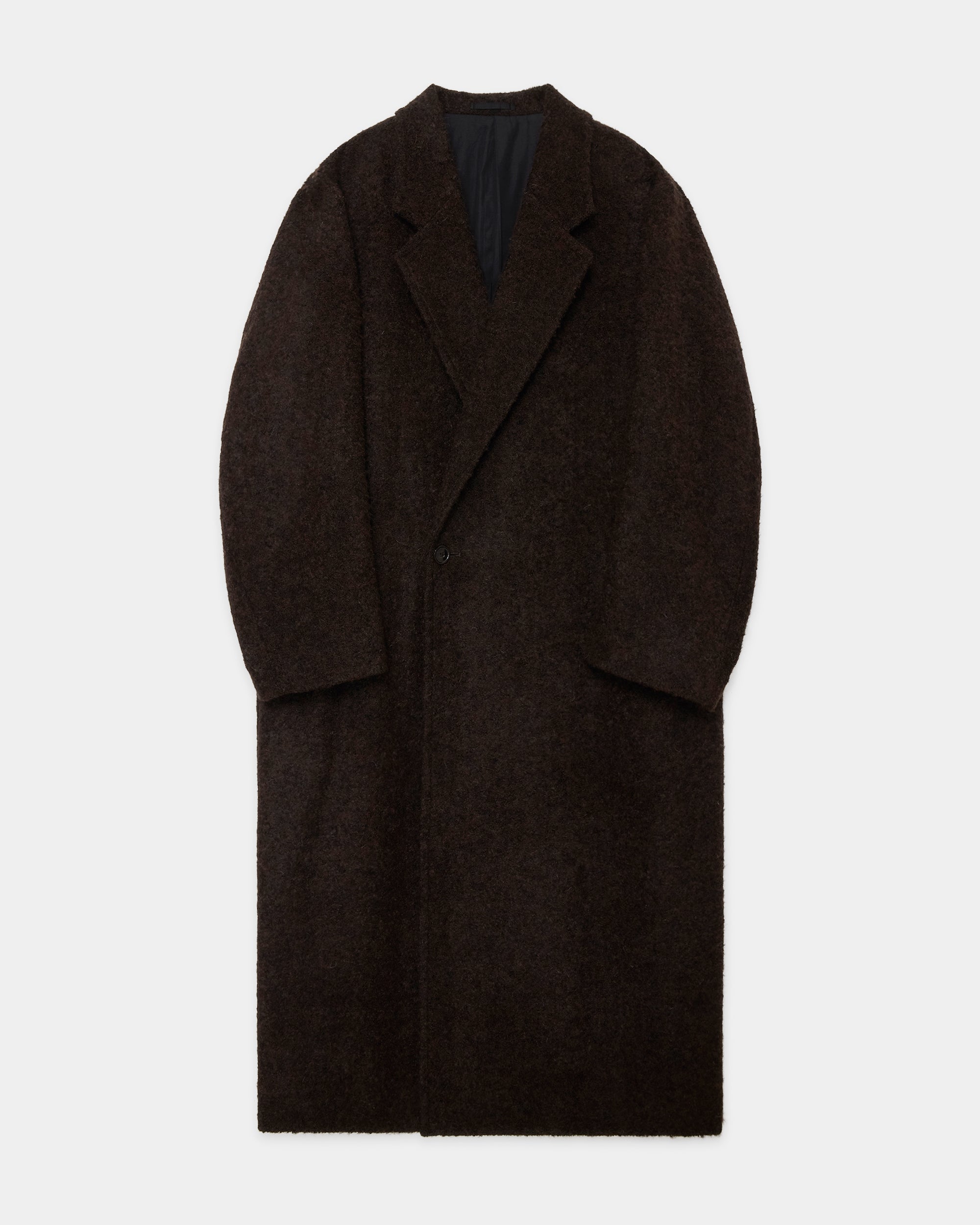 アルパカループツイード / ダブルブレステッドオーバーコート, N Black × N Brown