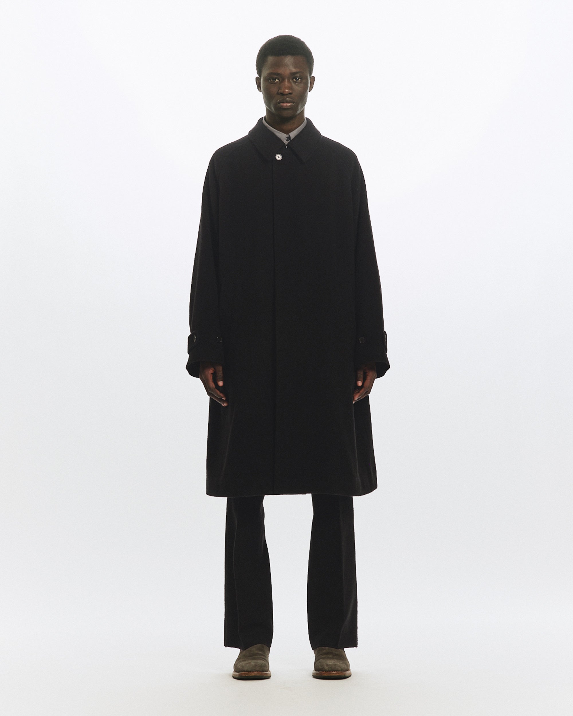 ウールカシミヤナッピングワッシャー /  ウォークアバウトコート, Black