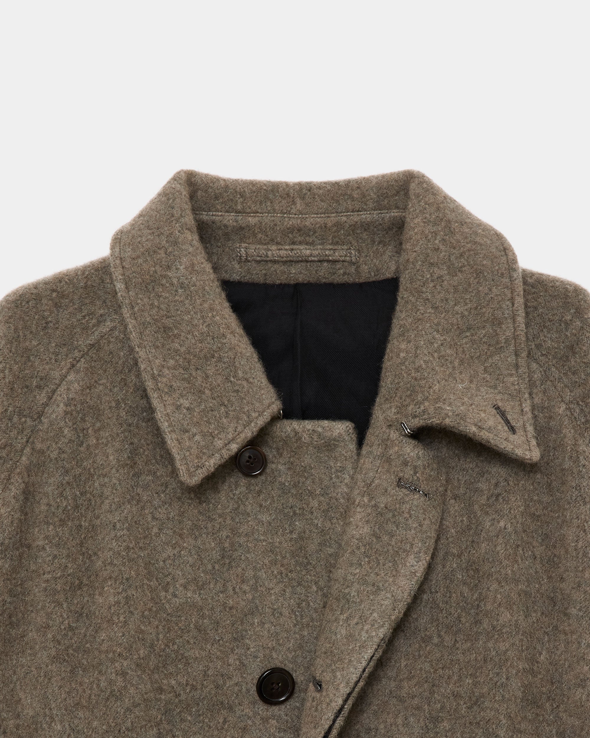 ウールカシミヤナッピングワッシャー /  ウォークアバウトコート, Green Beige