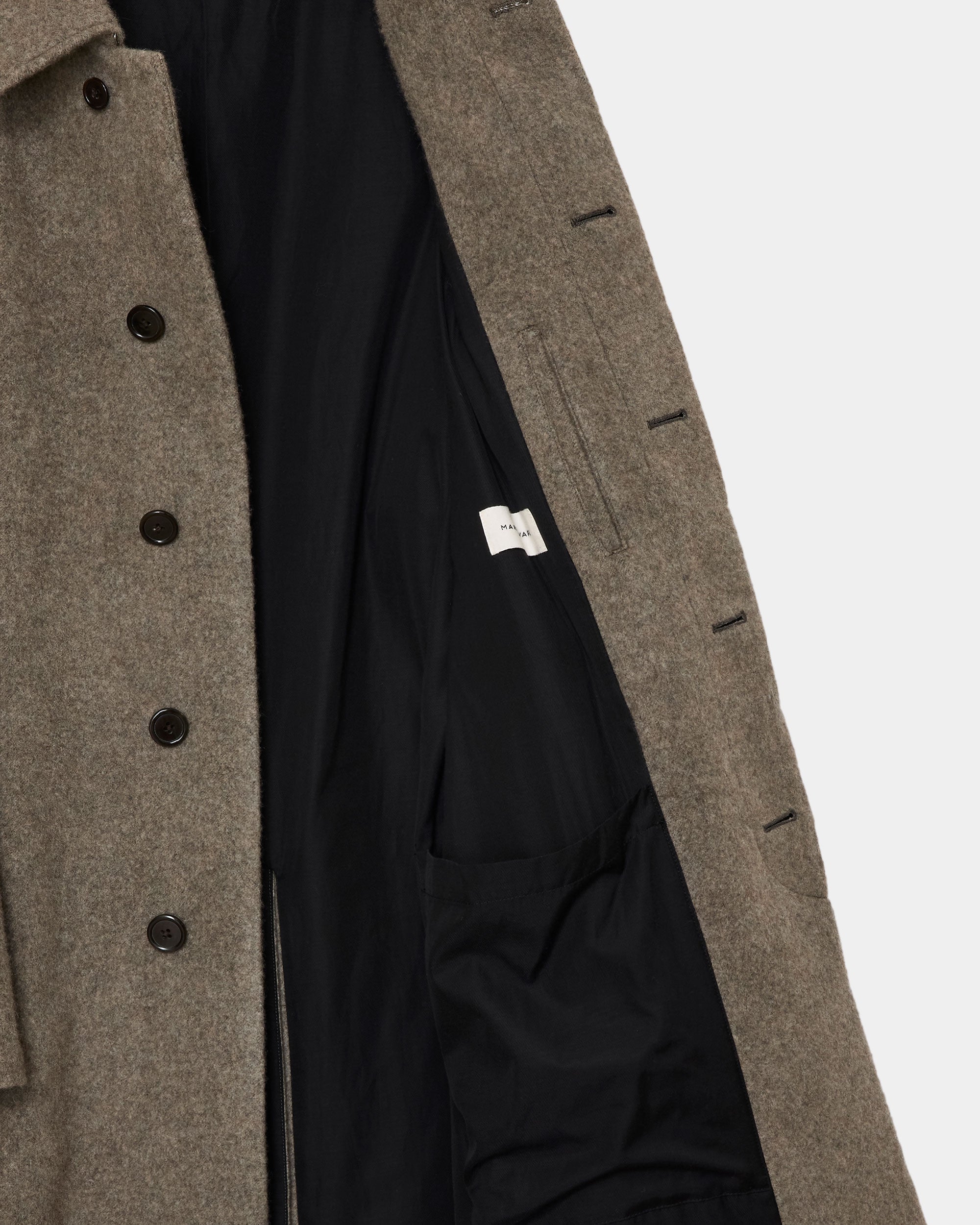 ウールカシミヤナッピングワッシャー /  ウォークアバウトコート, Green Beige