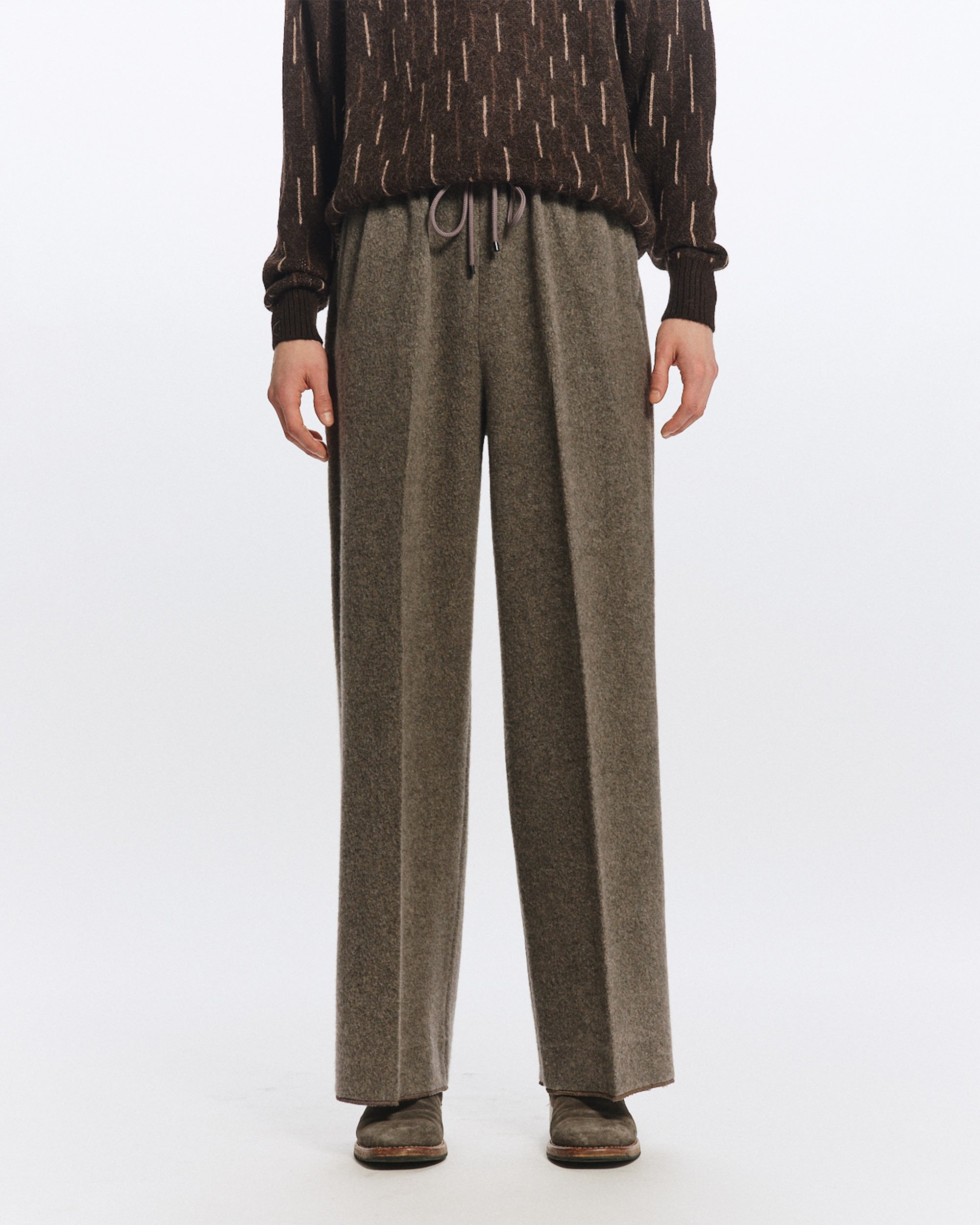 ウールカシミヤナッピングワッシャー /  パジャマパンツ, Green Beige