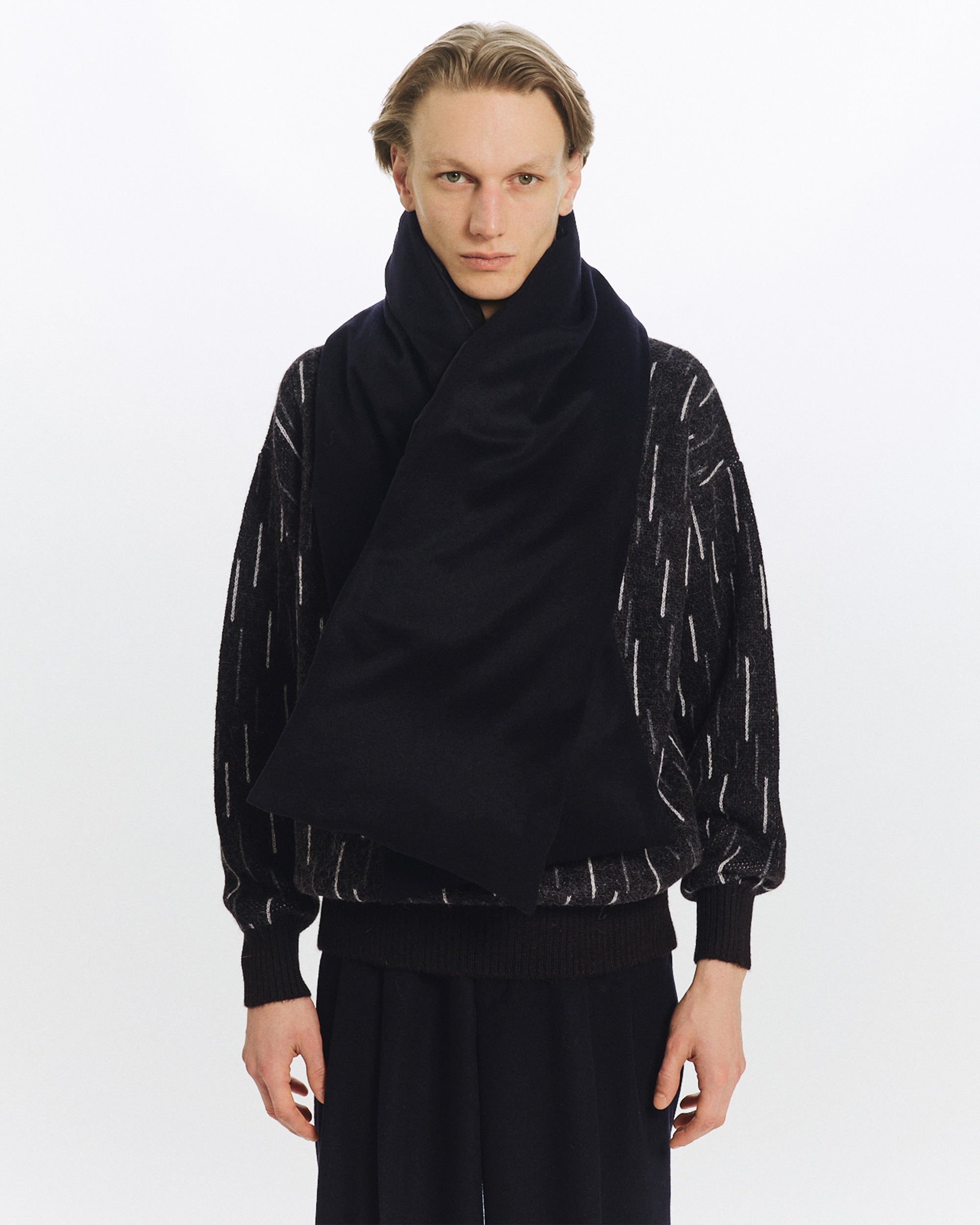 カシミヤフランネル / マフラー with マグネット, D Navy