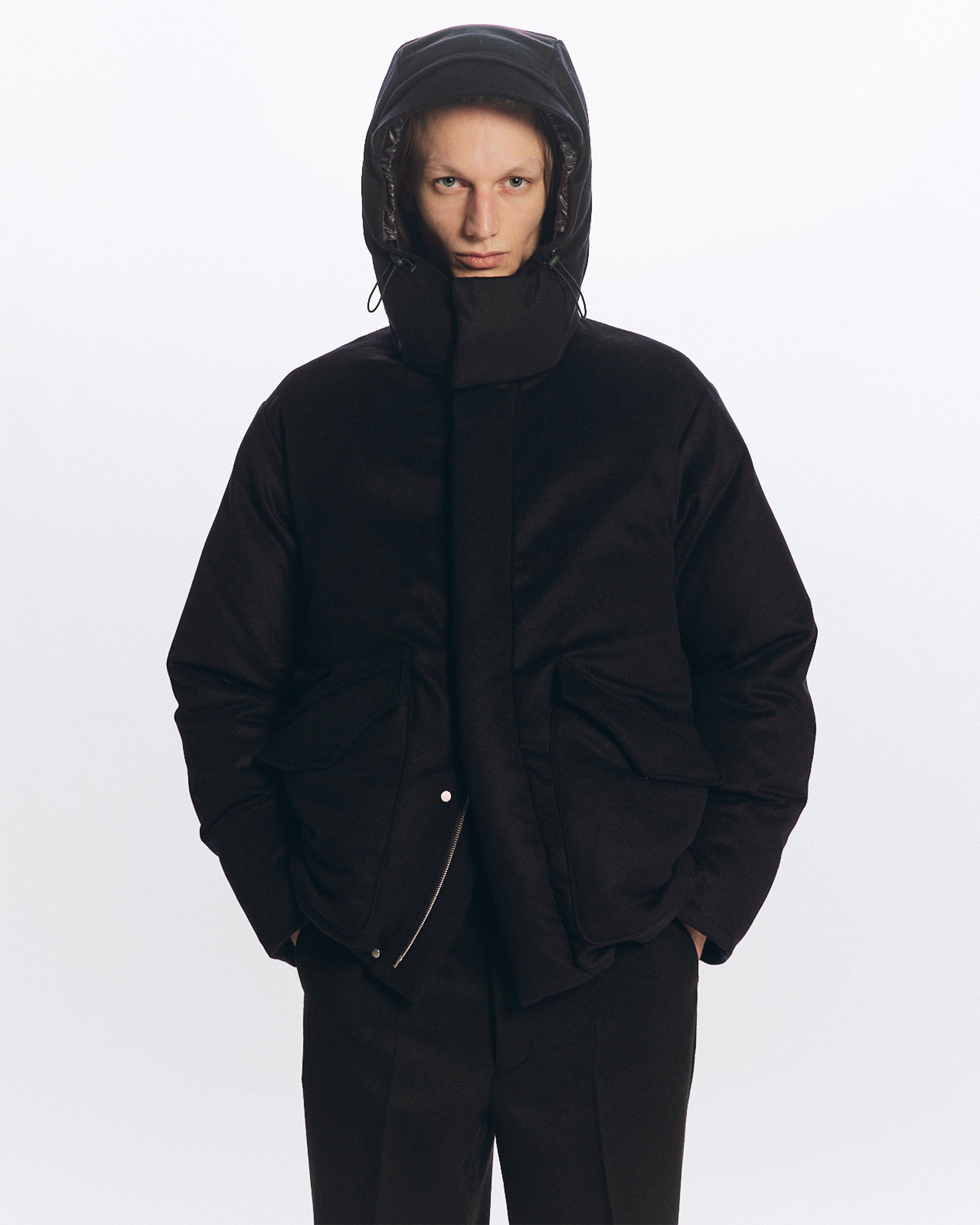 カシミヤフランネル / カシミヤダウンジャケット, D Navy