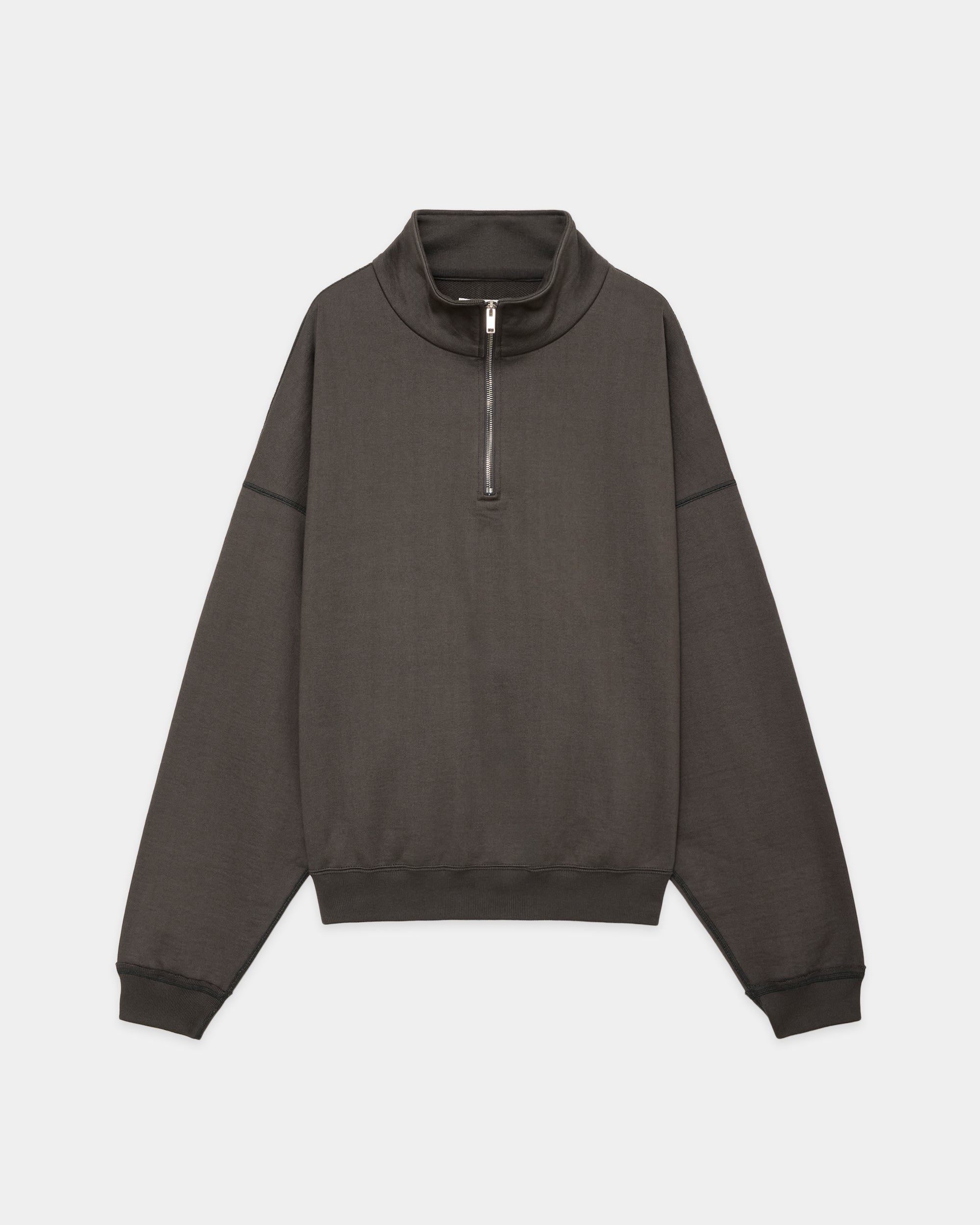 オーガニックコットンヘビー吊裏毛 / ショートクォータージッププルオーバー, Charcoal