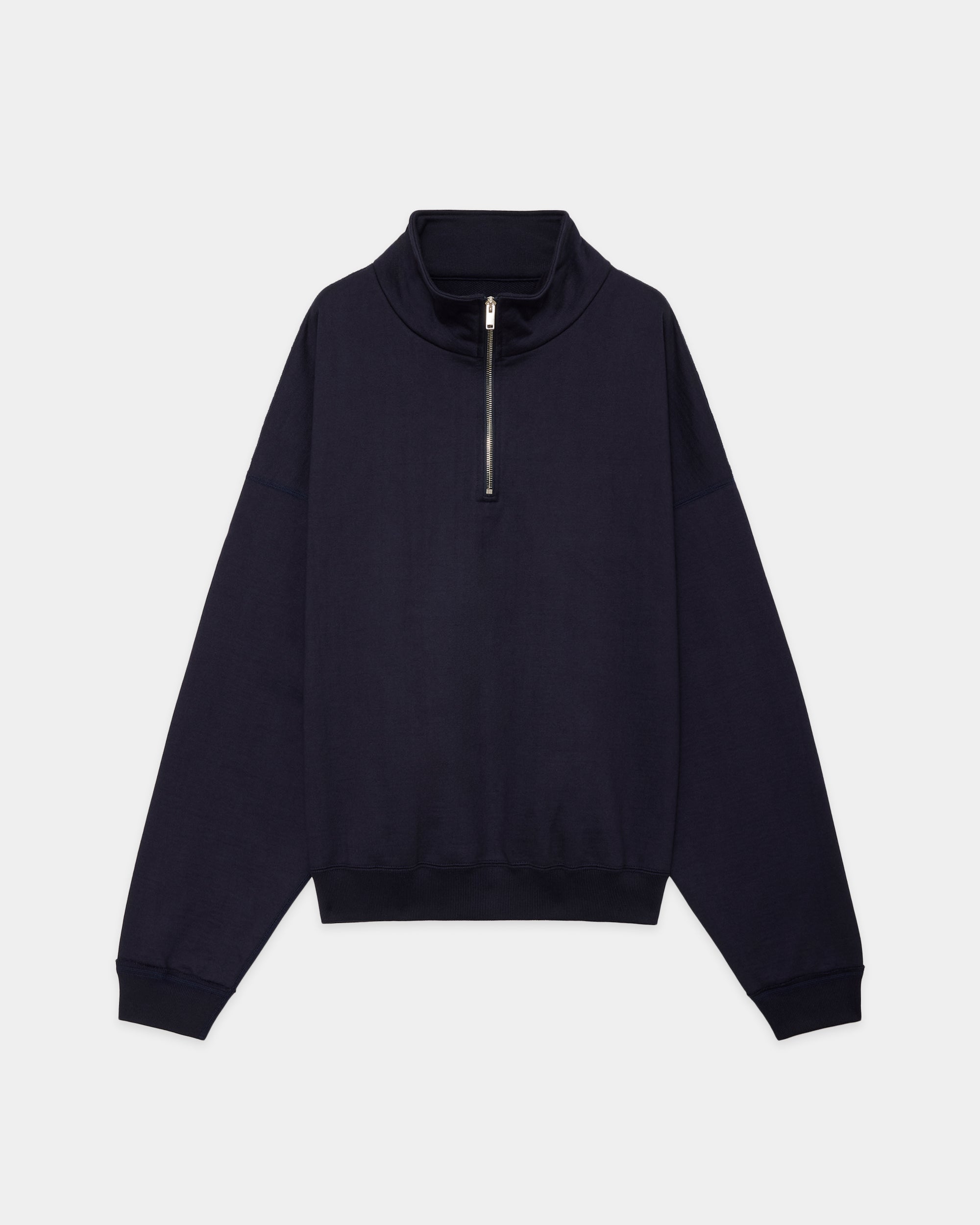 Organic Cotton Heavy Fleece Short Quarter Zip Pull Over, D Navy