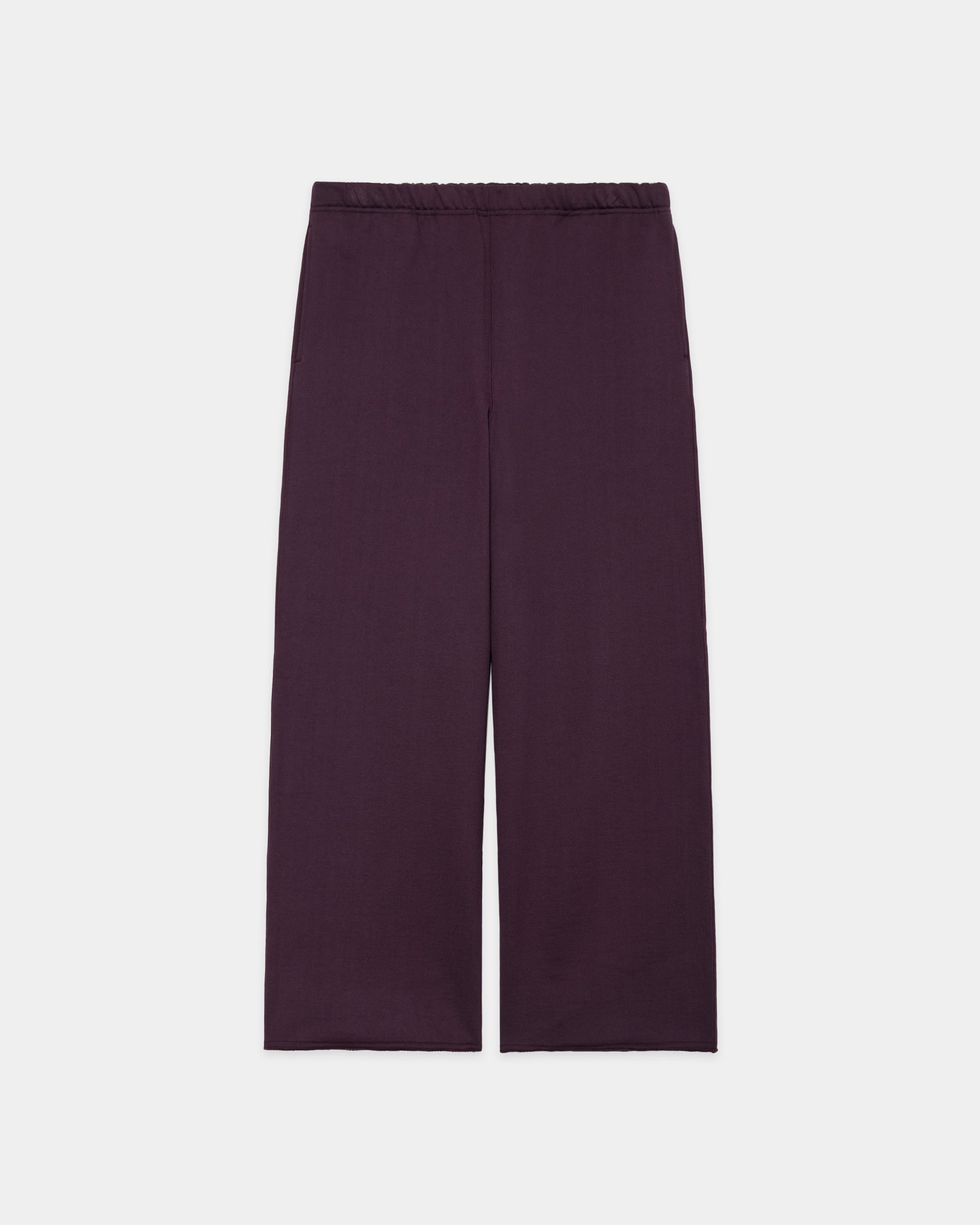 Organic Cotton Heavy Fleece Wide Gym Pants, D Purple