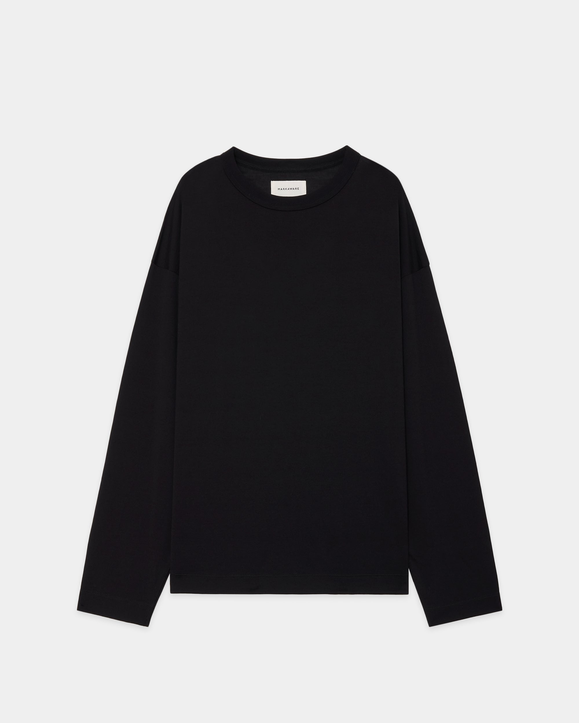 スーパー160'sウール 防縮天竺 / コンフォートフィットL/S Tee, Black