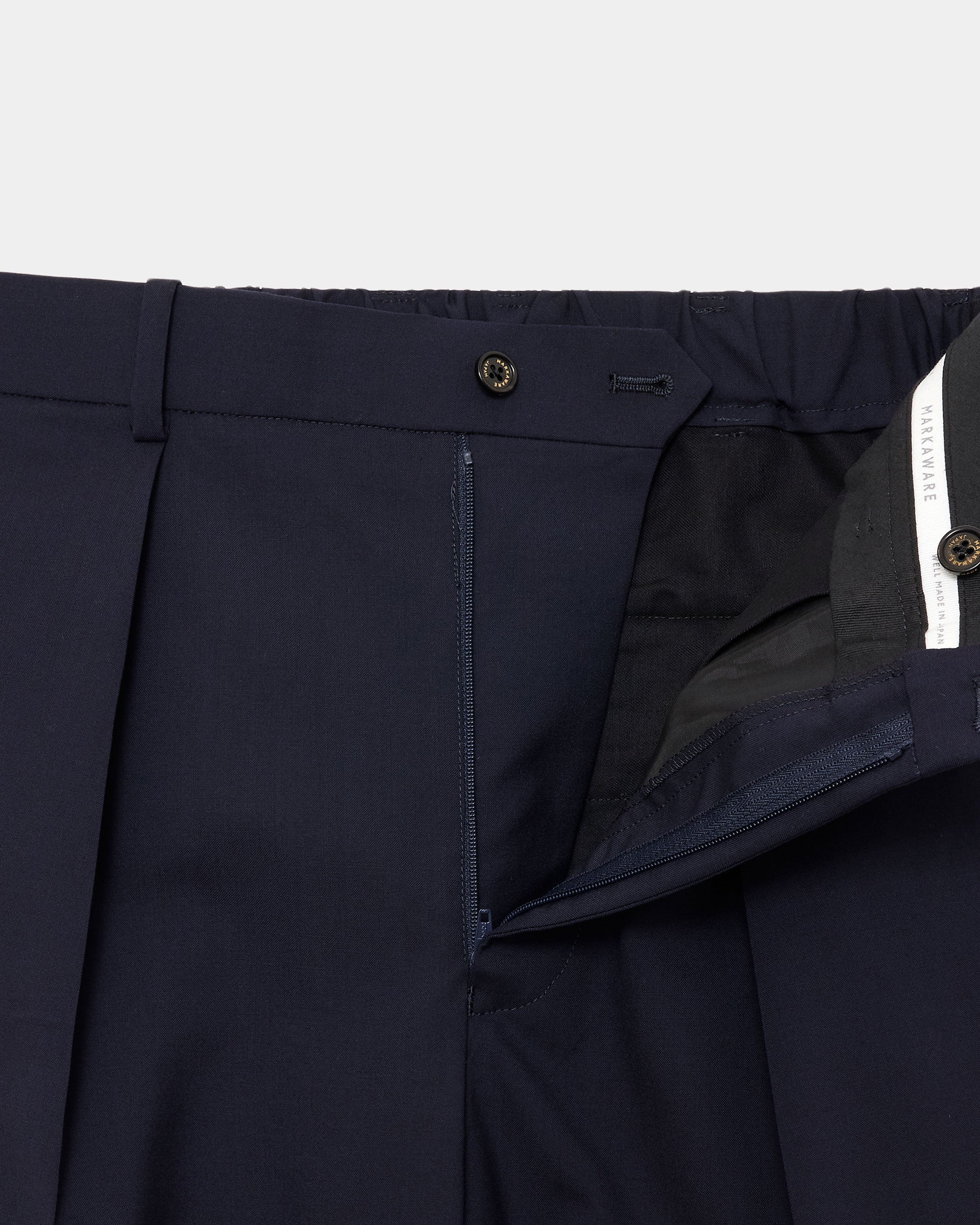 ORGANIC WOOL 2/80 TROPICAL PARKING-PEGTOP TROUSERS, Navy