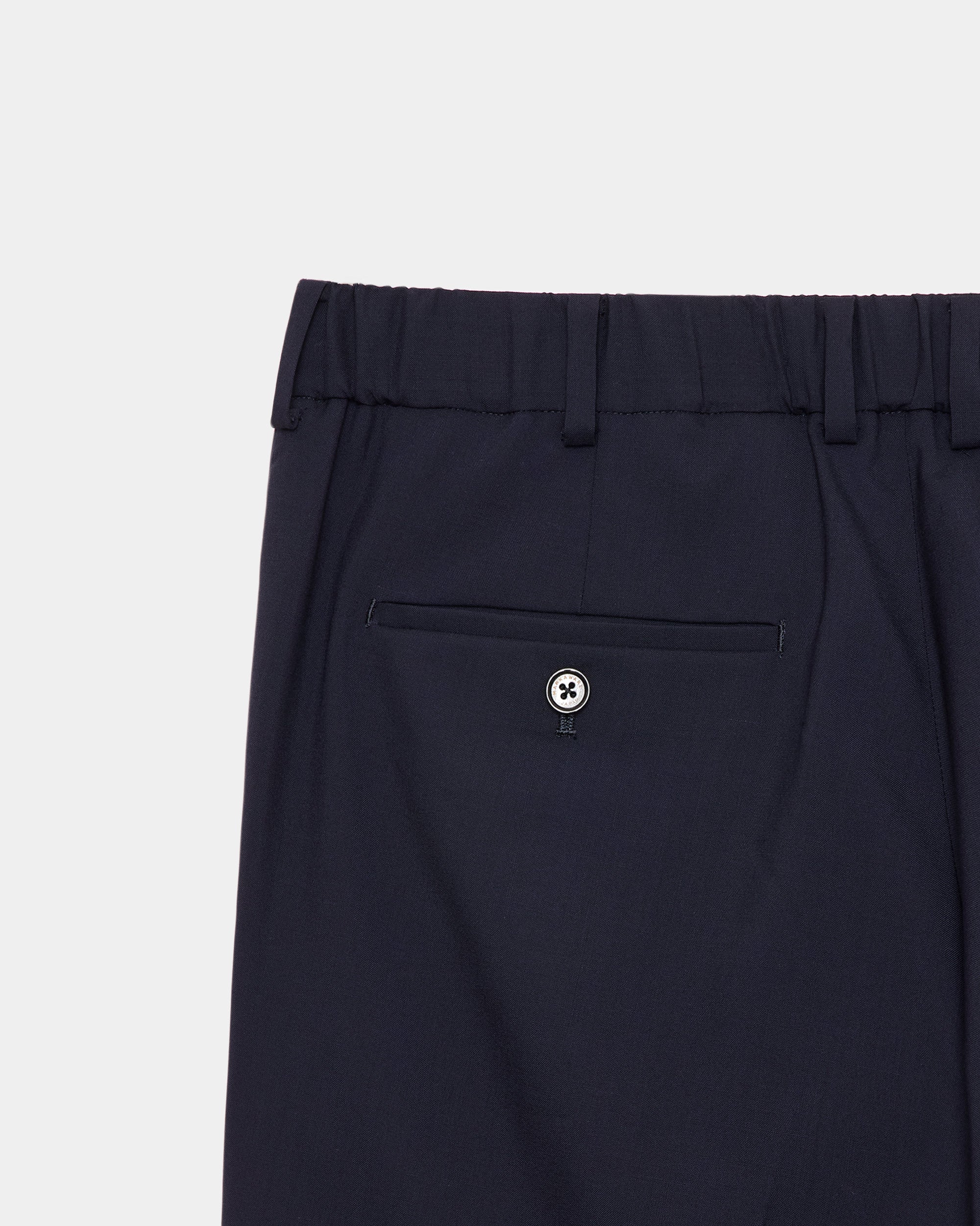 ORGANIC WOOL 2/80 TROPICAL PARKING-PEGTOP TROUSERS, Navy