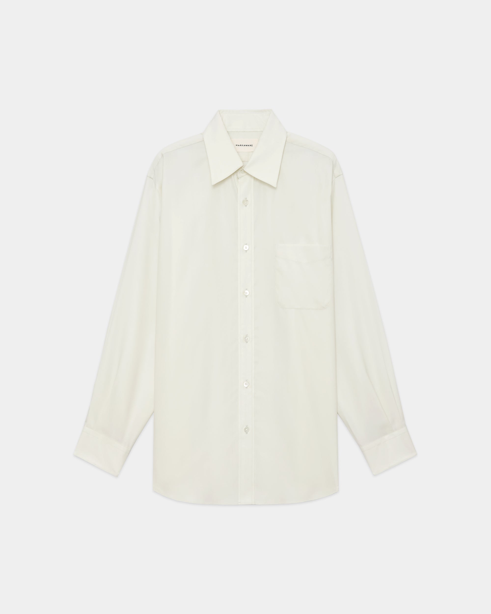 【PARKING別注】 スーパー160's 防縮ウールオックスフォード / レギュラーカラーシャツ, Pearl Gray