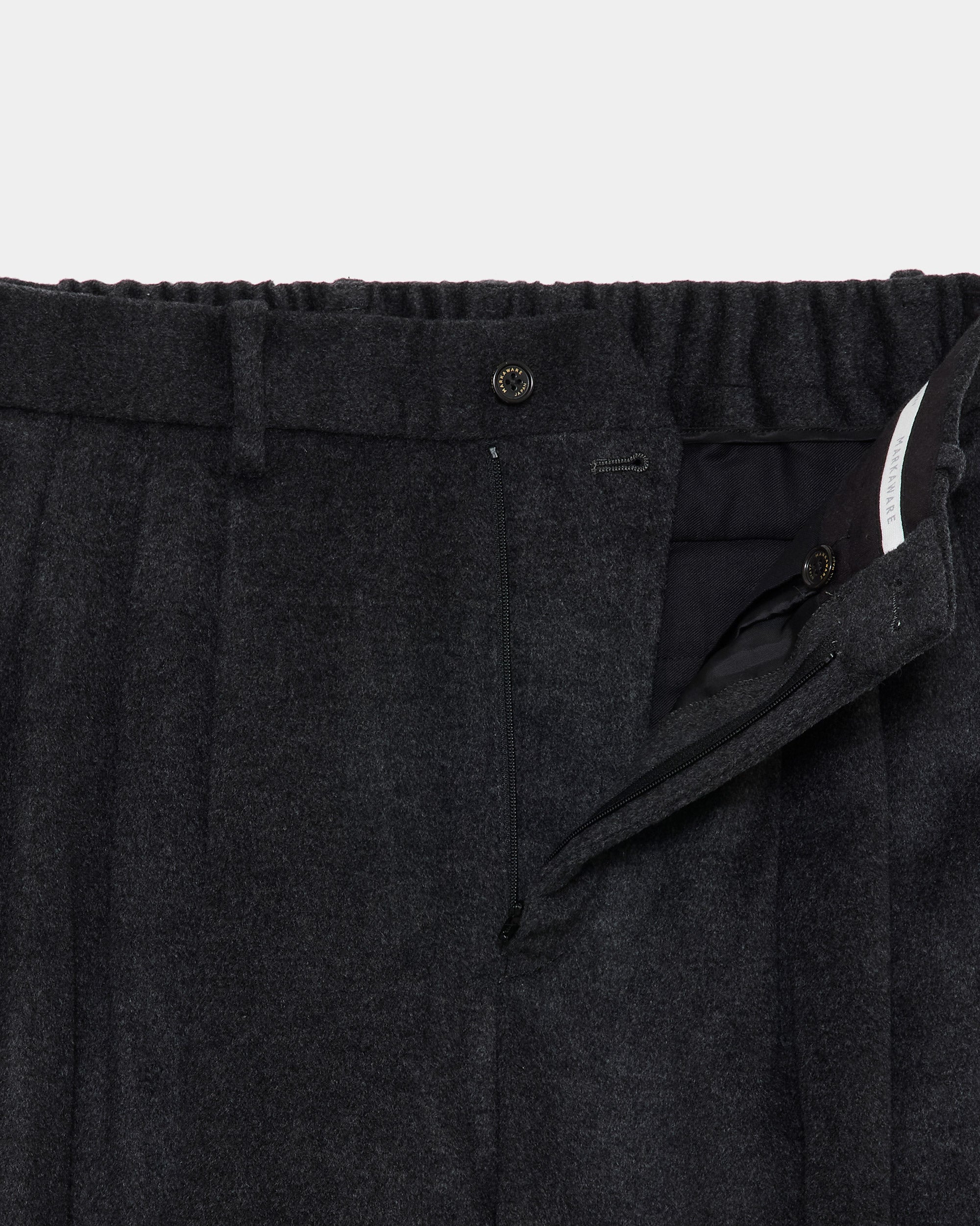 【PARKING別注】 カシミヤフランネル / トリプルプリーテッドワイドトラウザーズ, Charcoal