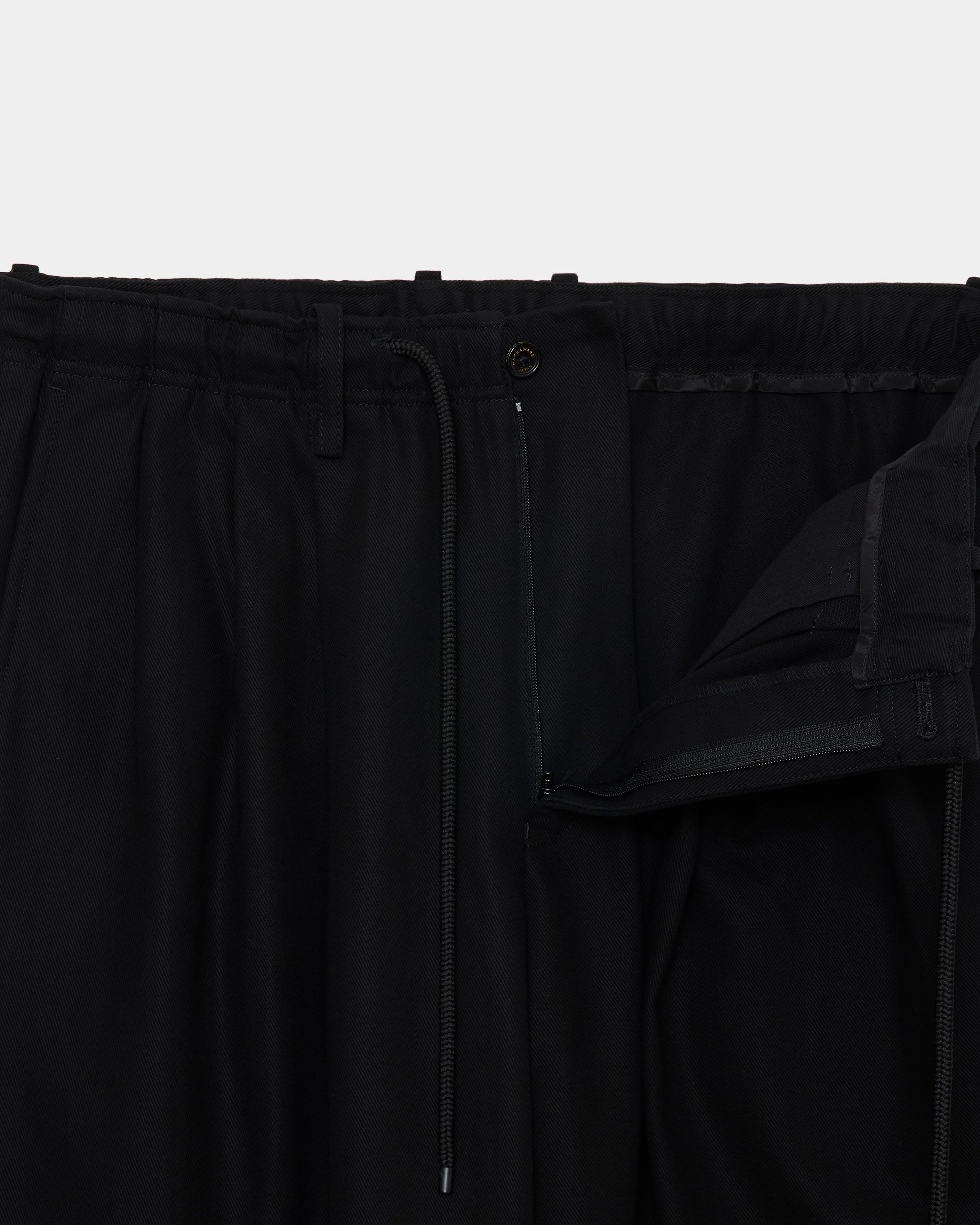 【STUDIOUS別注】オーガニックコットンサバイバルクロス /トリプルプリーテッド イージートラウザーズ, Black
