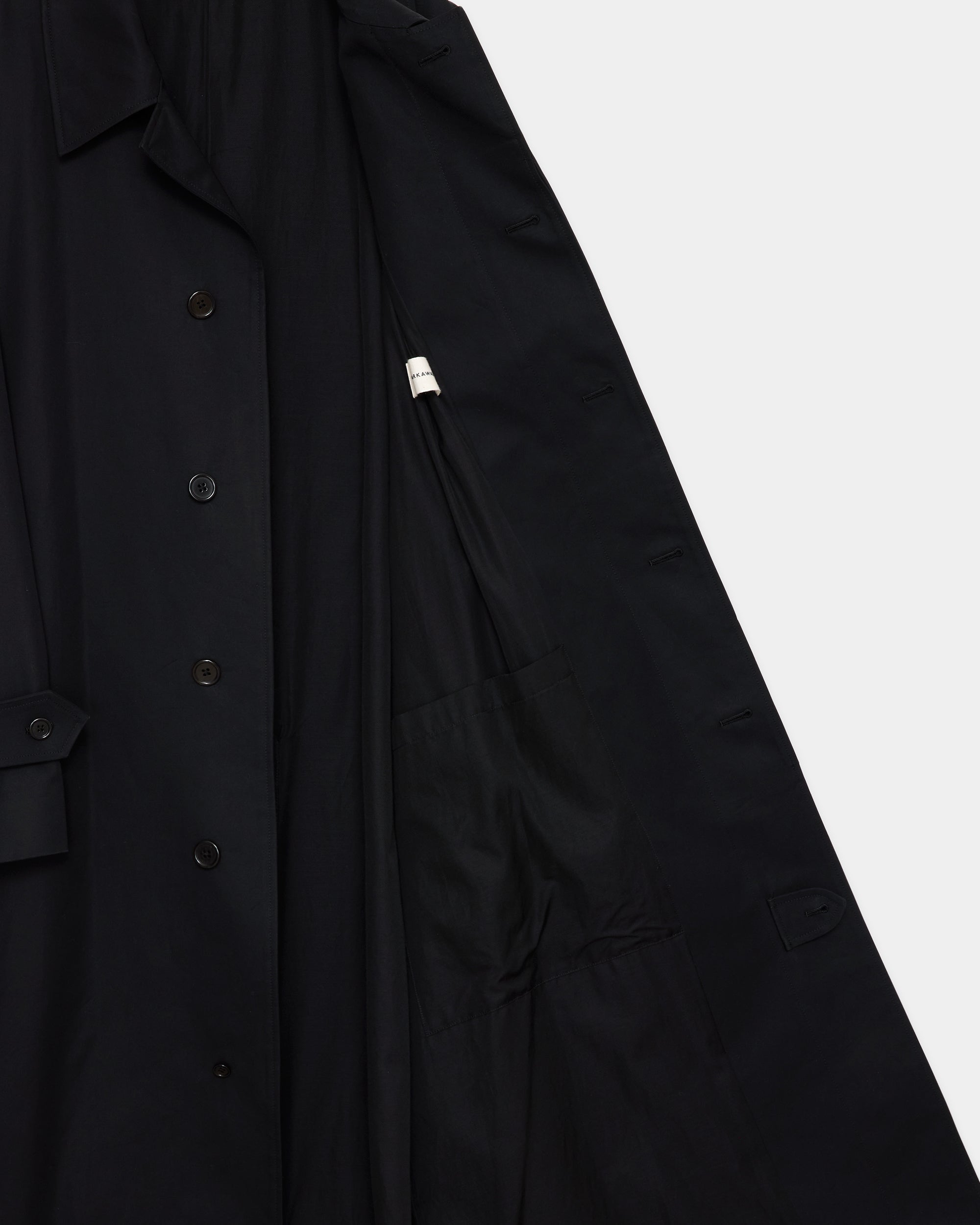 オーガニックGIZAギャバジン / ヒュージシングルトレンチコート, Black