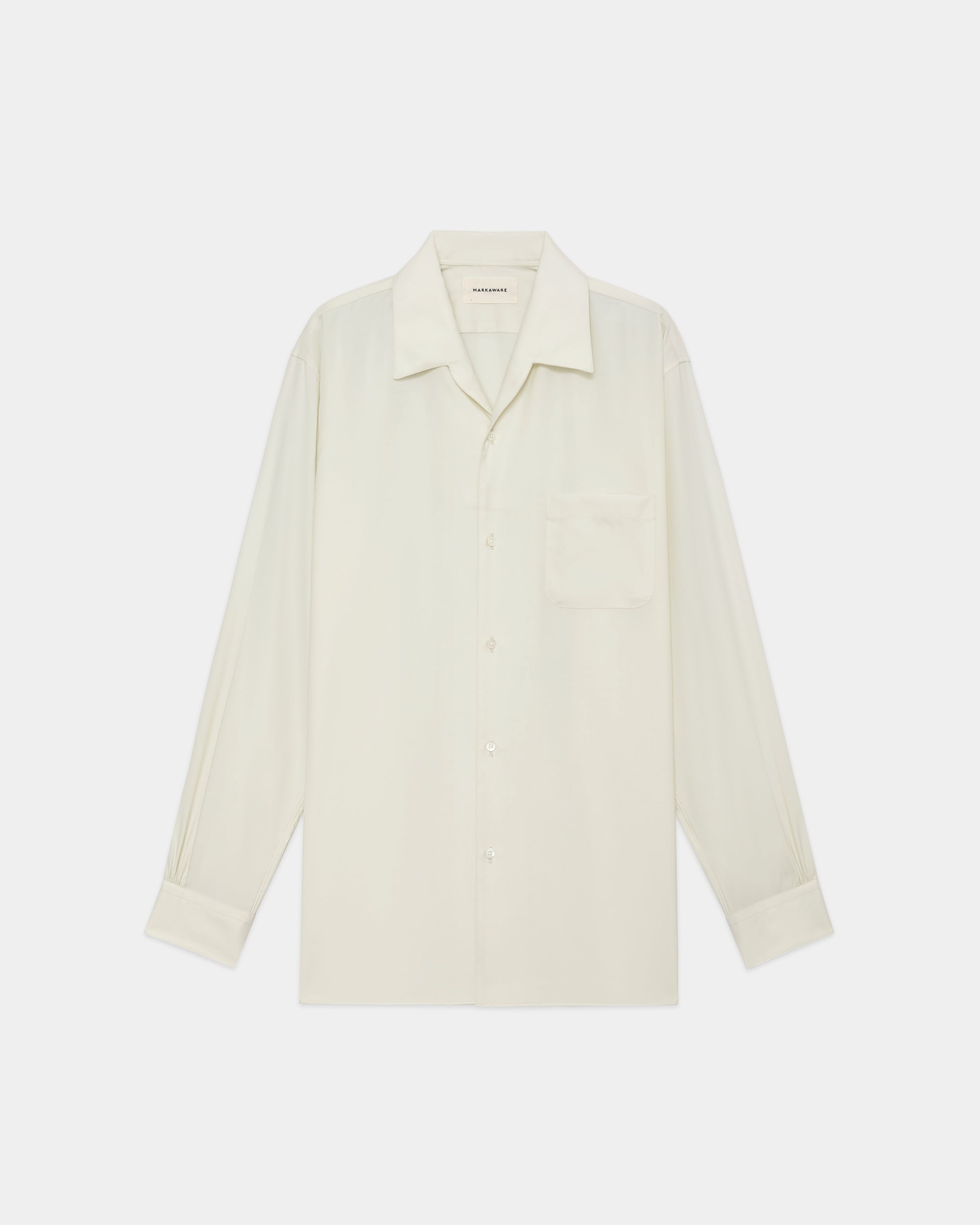 スーパー160s防縮ウールオックスフォード / イタリアンオープンカラーシャツ, Pearl Gray