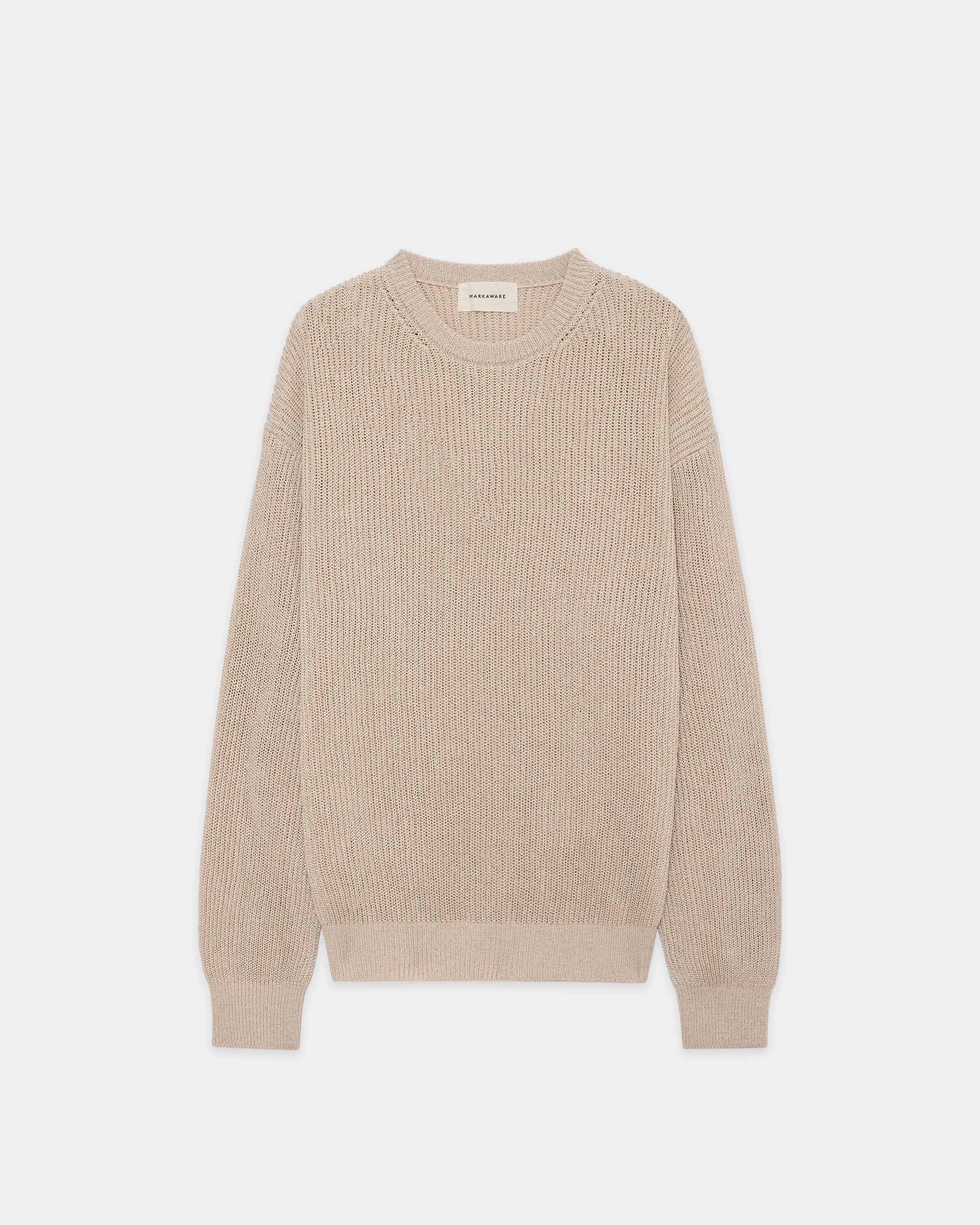 オーガニックコットンx和紙xシルクヤーン / クルーネックリブジャンパー, Sand