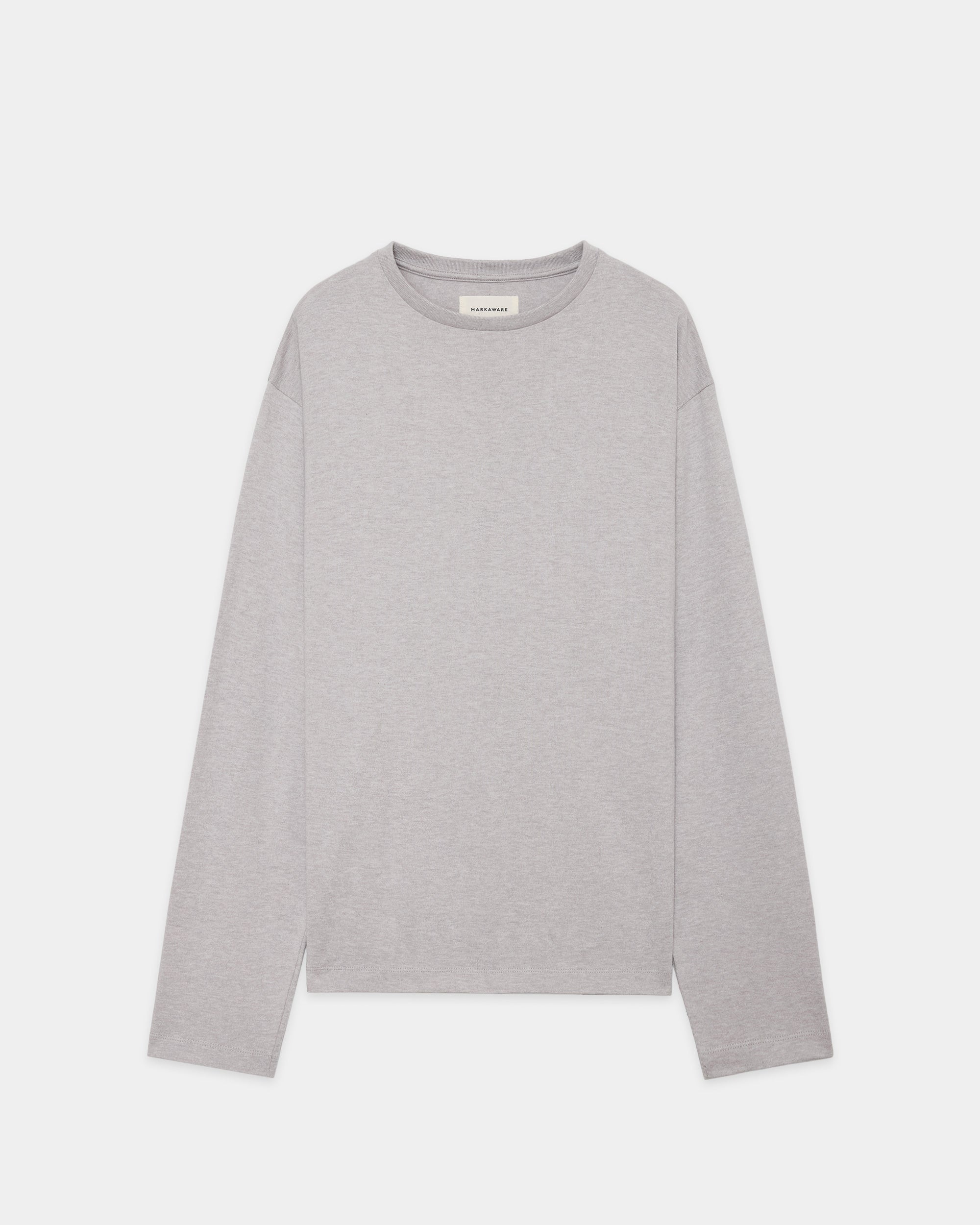 コットン×シルク×カシミヤ吊り天竺 / リラックスフィットTee L/S, Foggy Gray