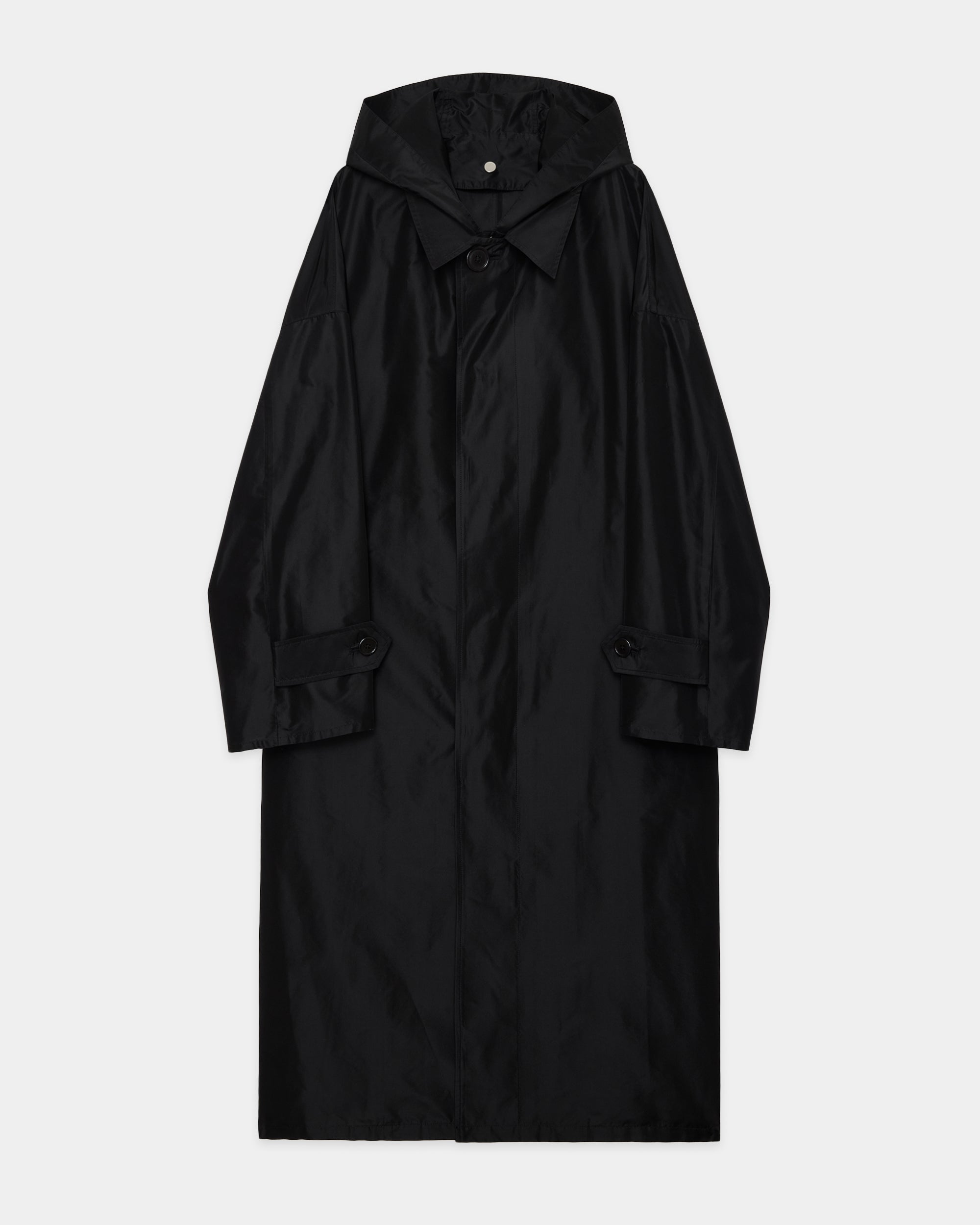 シルクタフタ / フーデットヒュージコート, Black